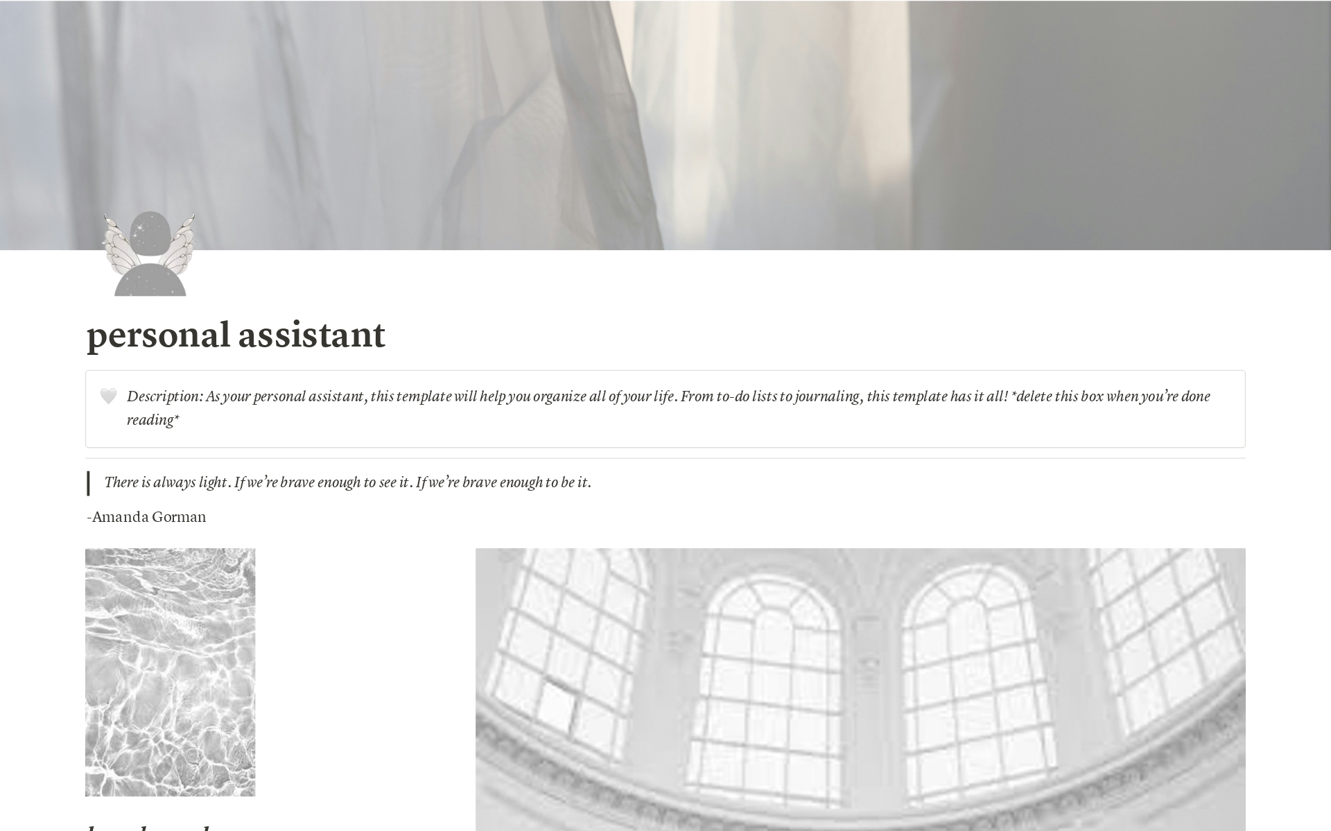 A template preview for personal assistant - white aesthetic