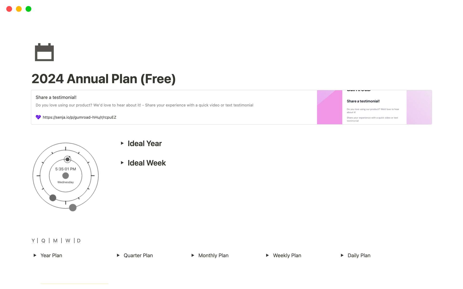 A template preview for 2024 Annual Plan