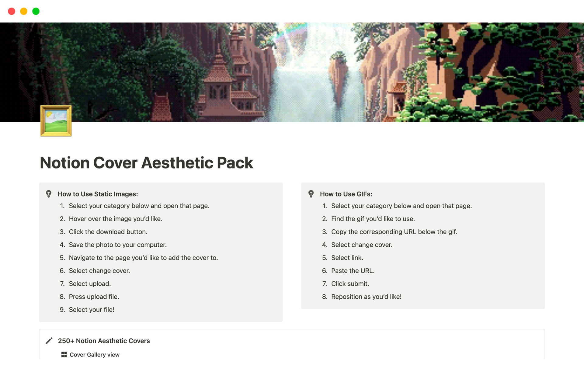 Cover Aesthetic Template by Matt Shelton | Notion Marketplace