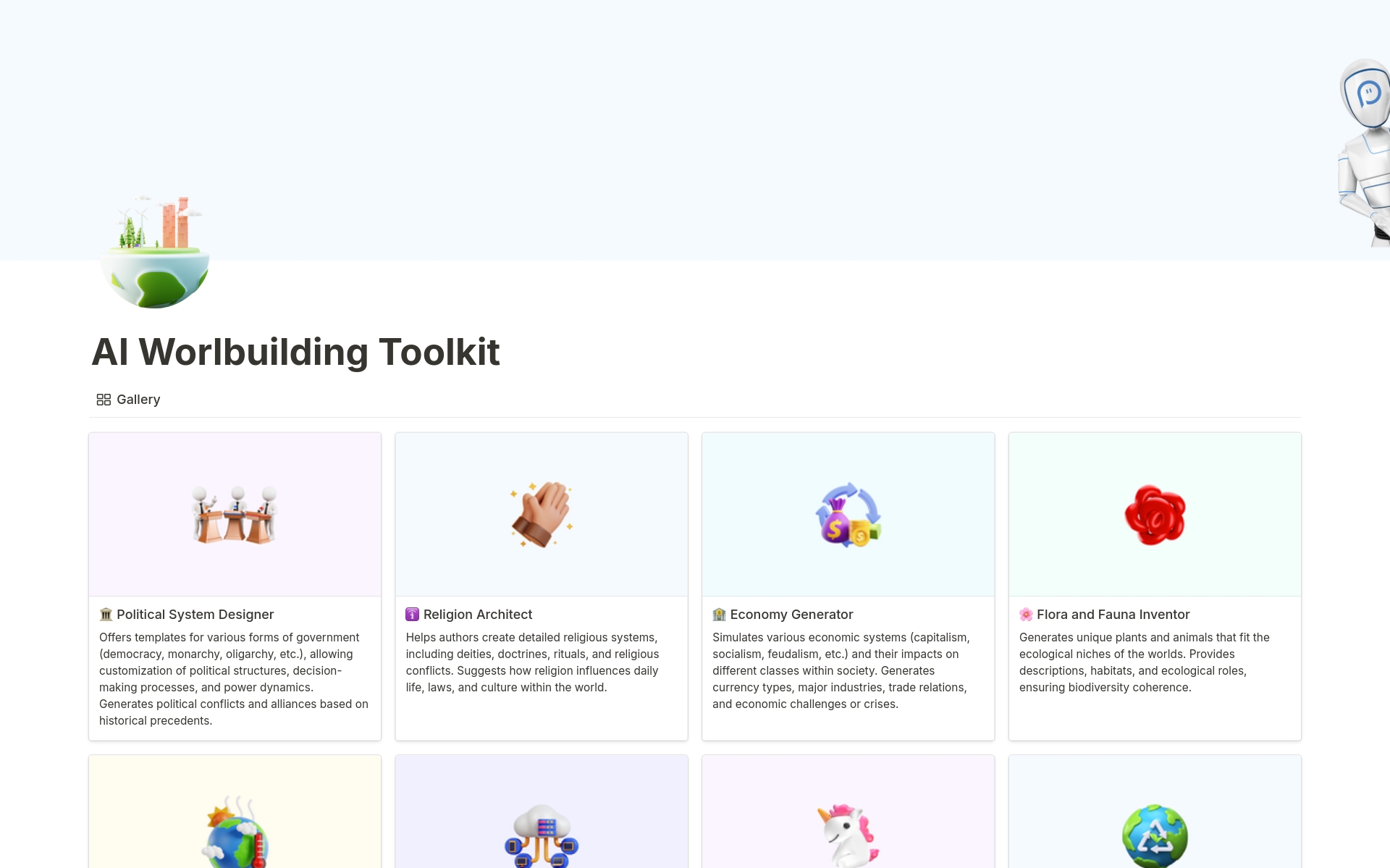 AI Worlbuilding Toolkit Notion Template