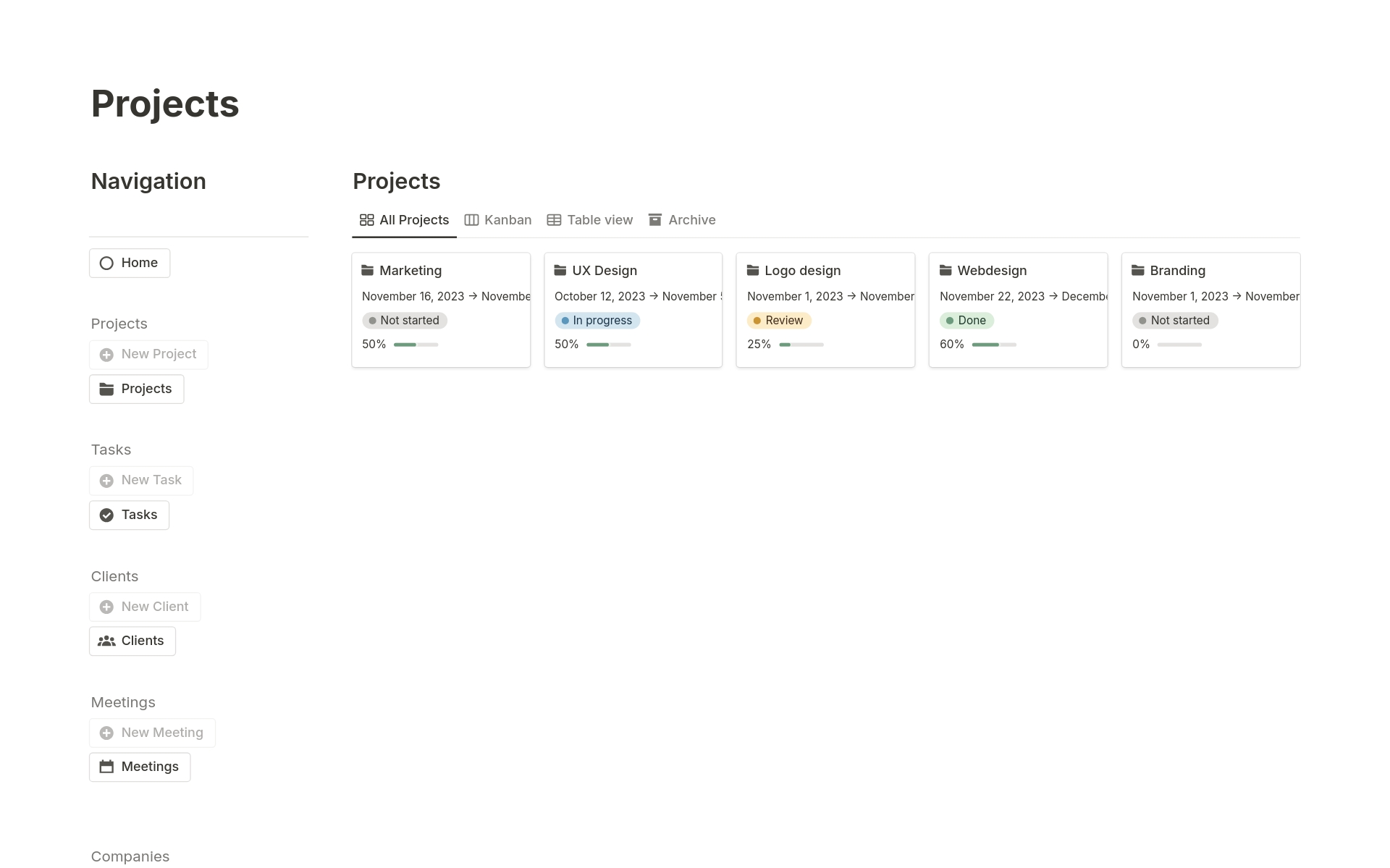 Manage your Clients and Project management process with this CRM, Clients, and Project Management Template!