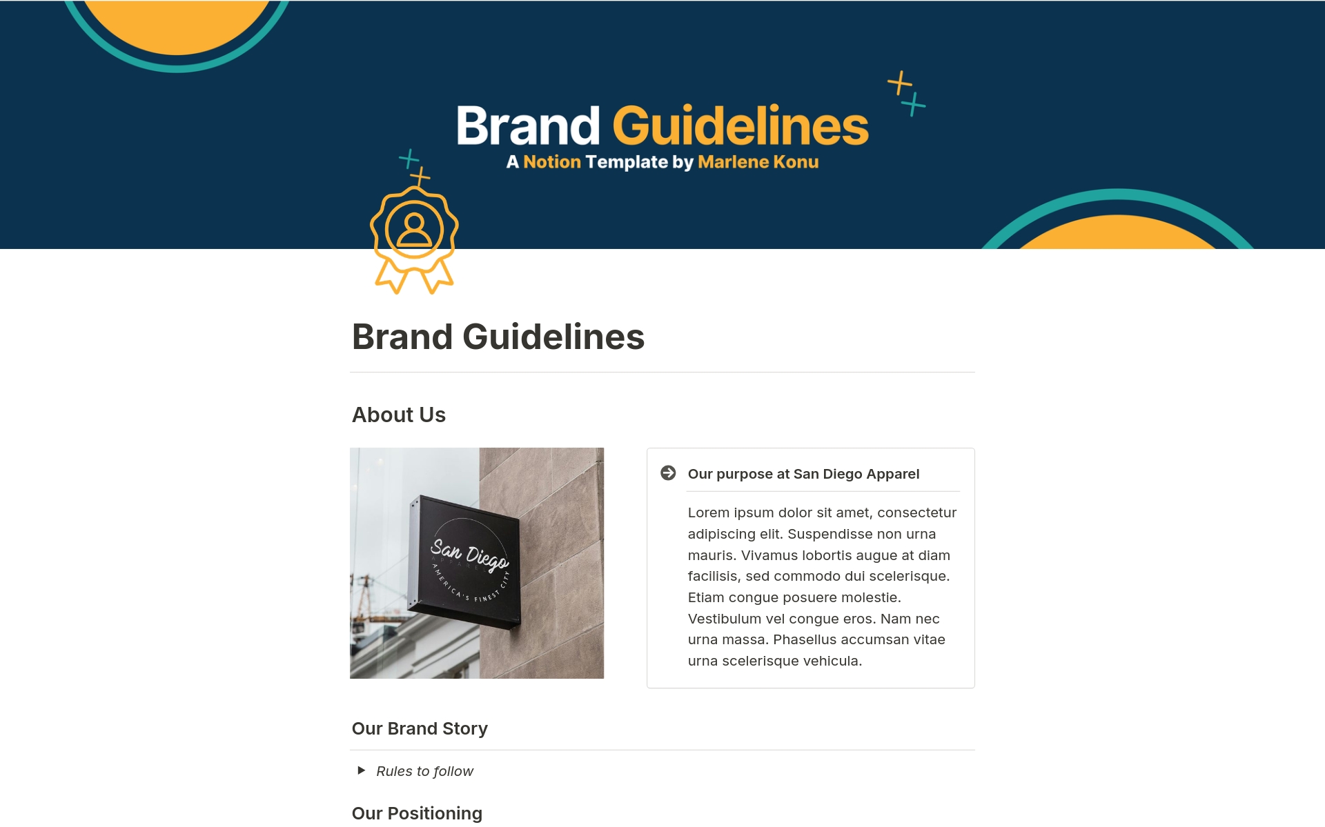 Uma prévia do modelo para Brand Guidelines