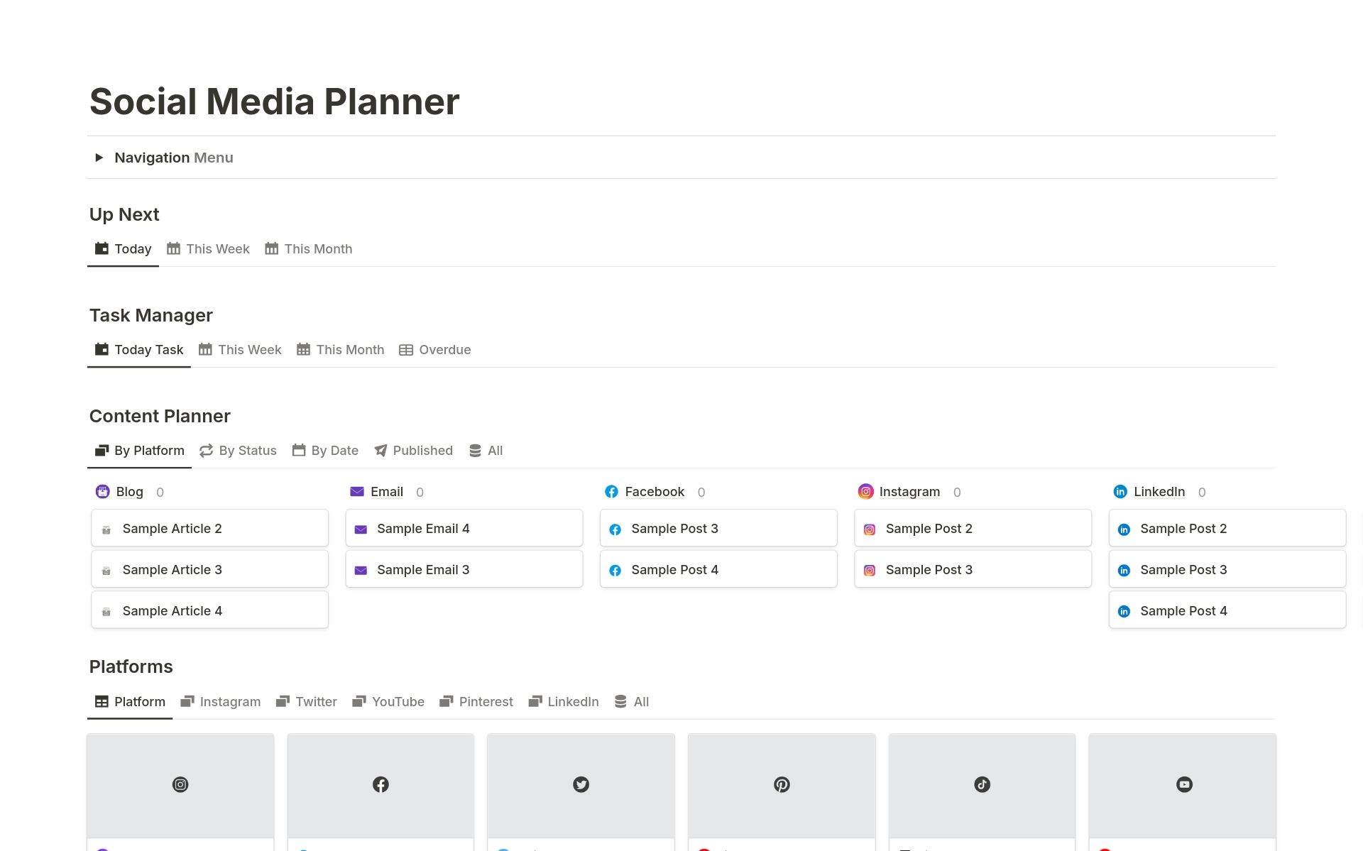 A template preview for Social Media Planner