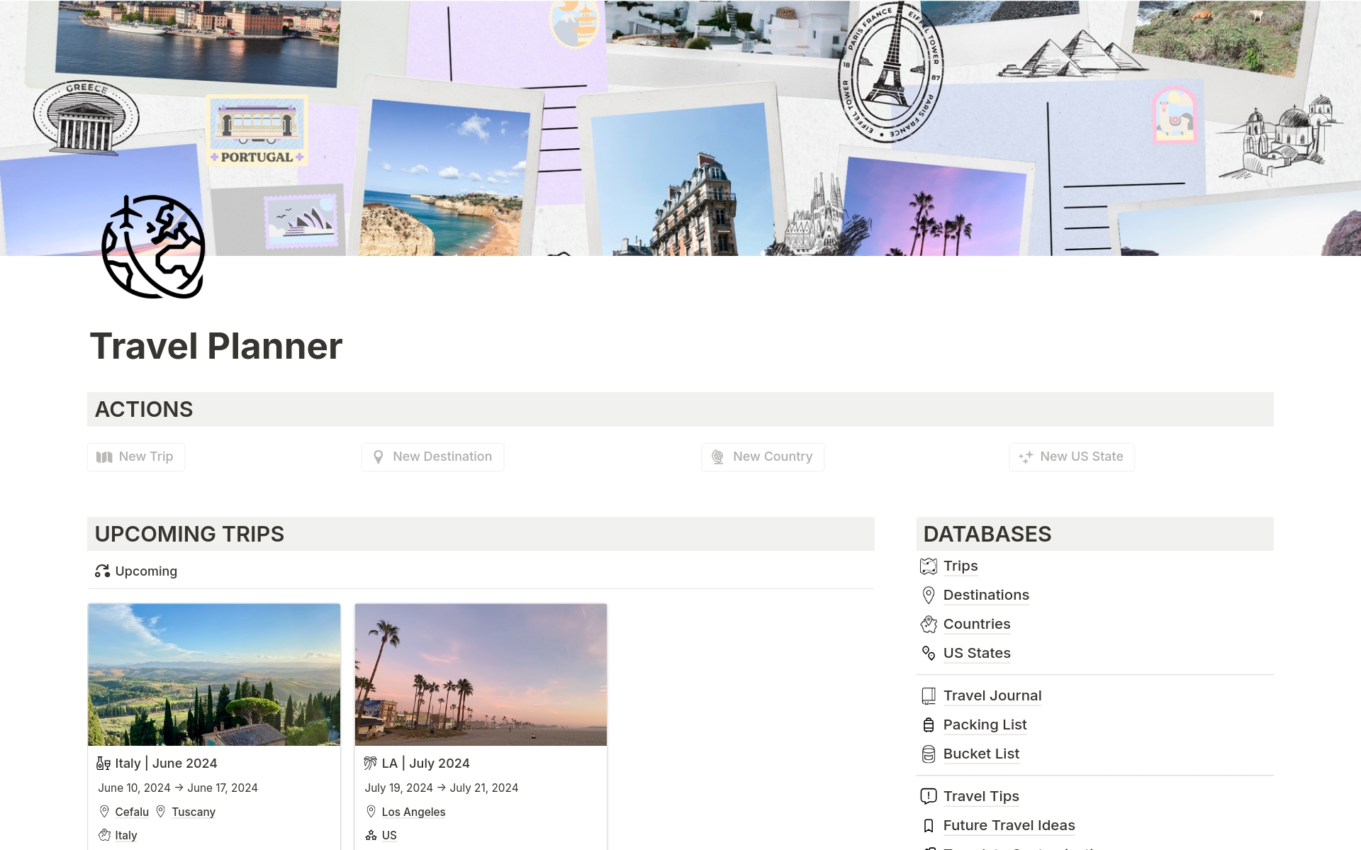 A template preview for All-in-one Travel Planner | Journal & Packing list