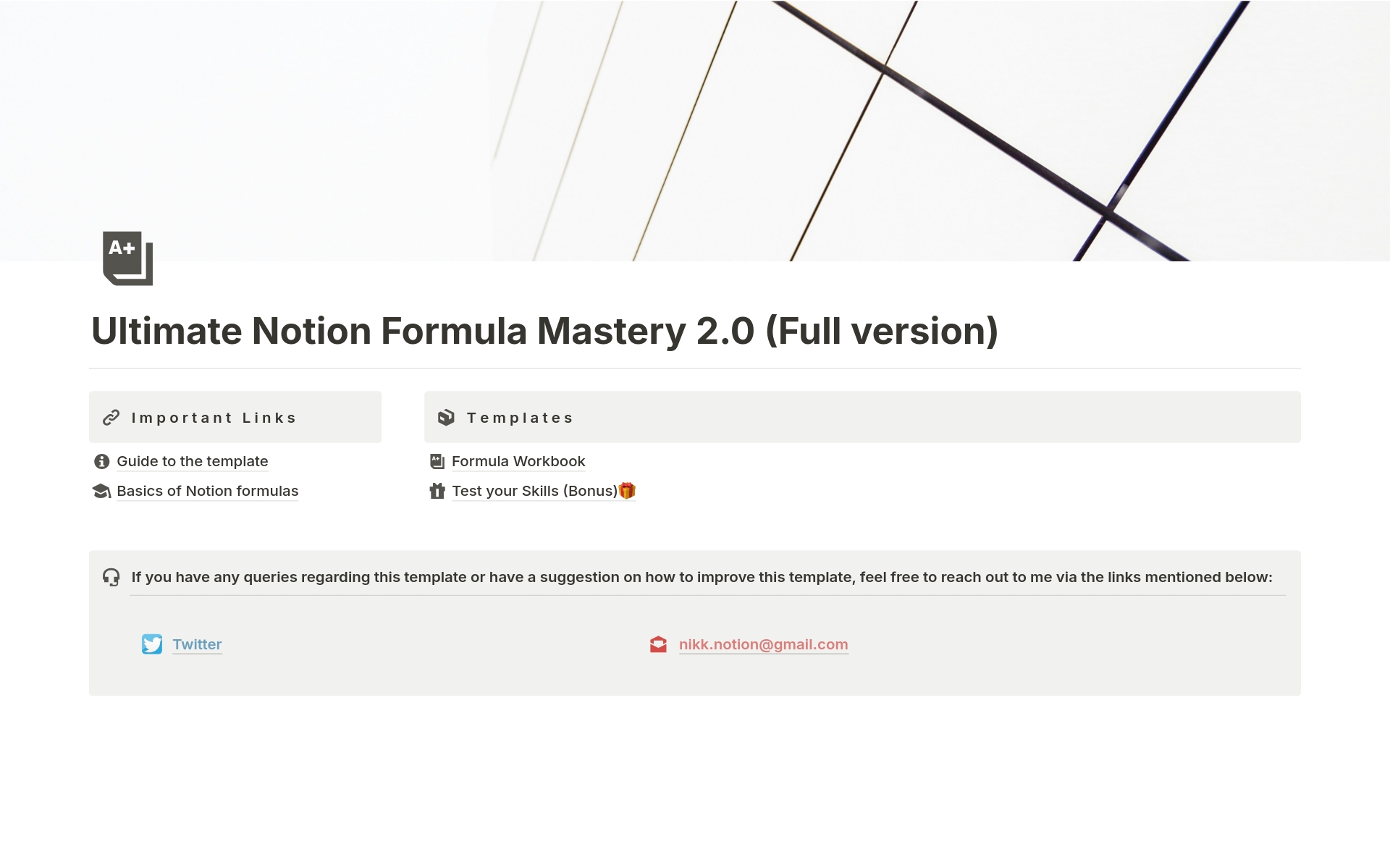 A template preview for Ultimate Notion Formula Mastery 2.0