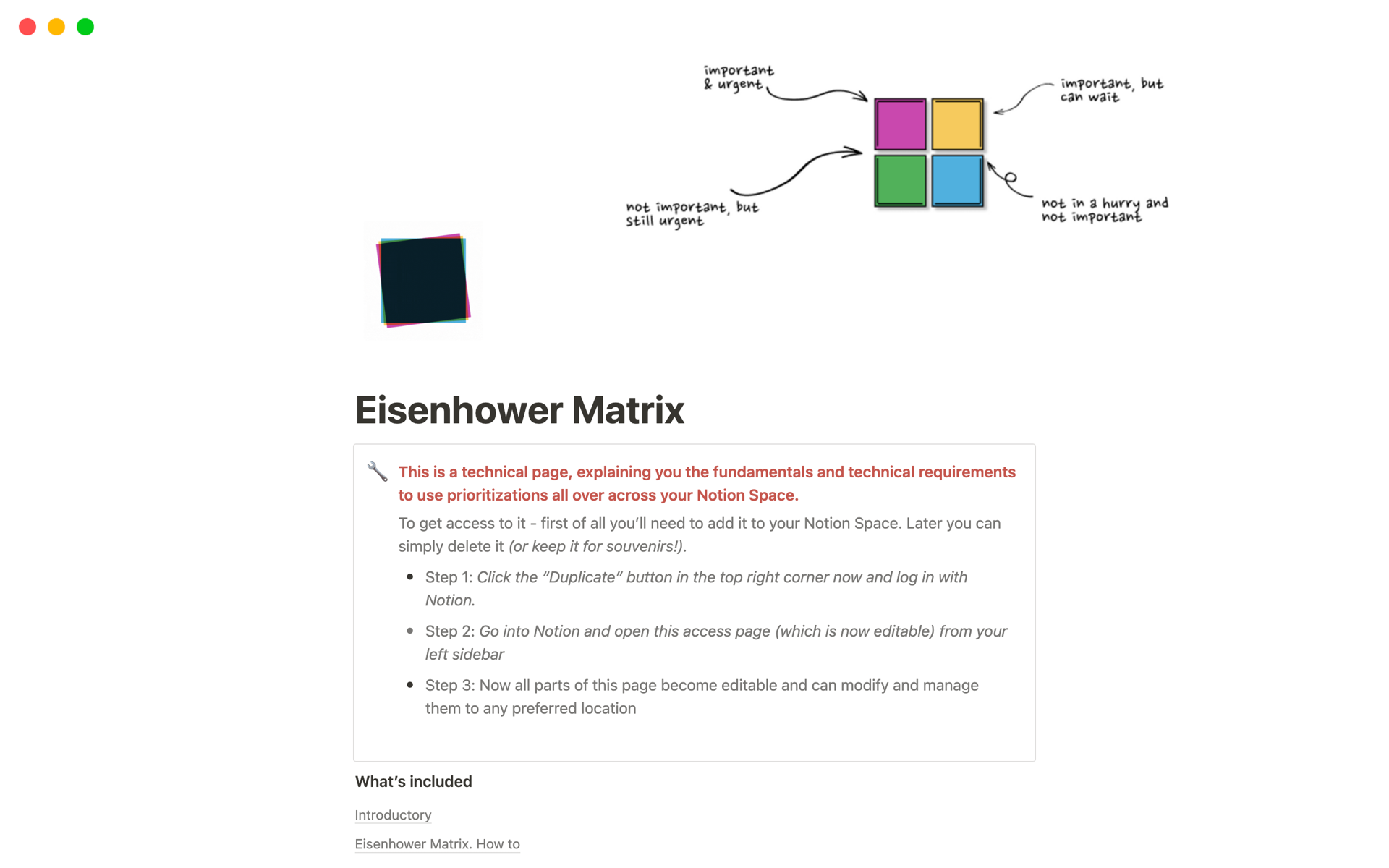 Aperçu du modèle de Eisenhower Matrix | Decision Matrix