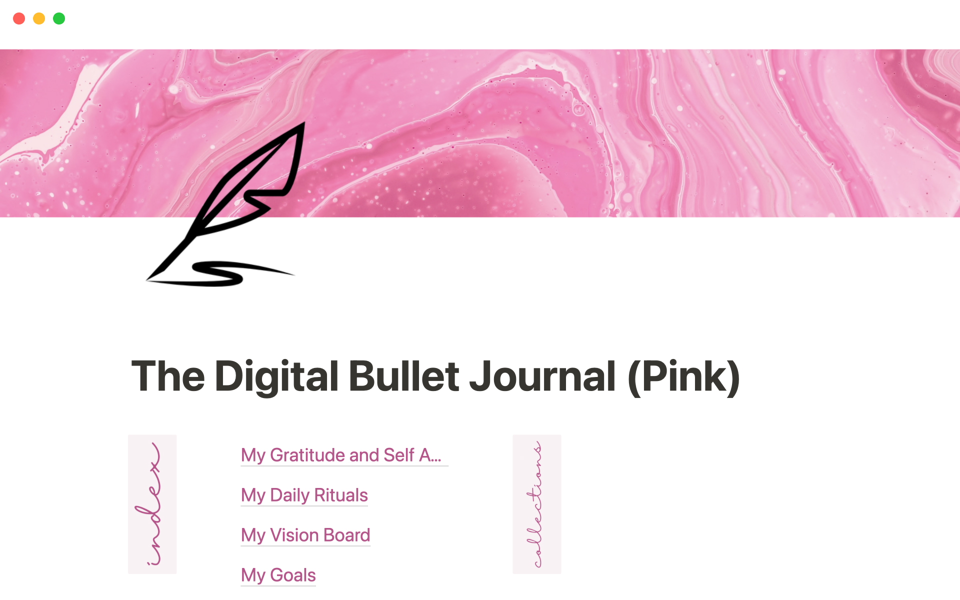 Vista previa de una plantilla para Digital bullet journal