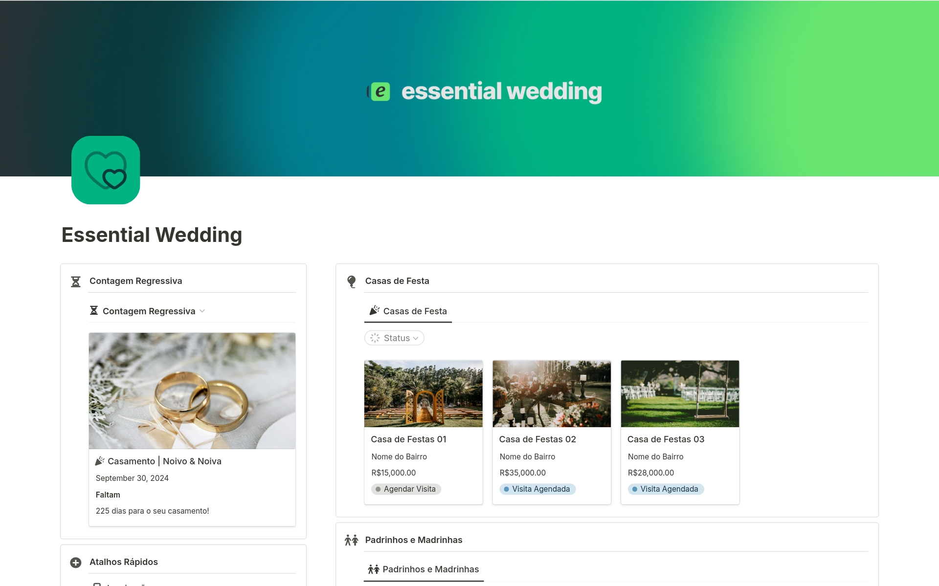 Essential Wedding - Organize seu casamento | Notion Template