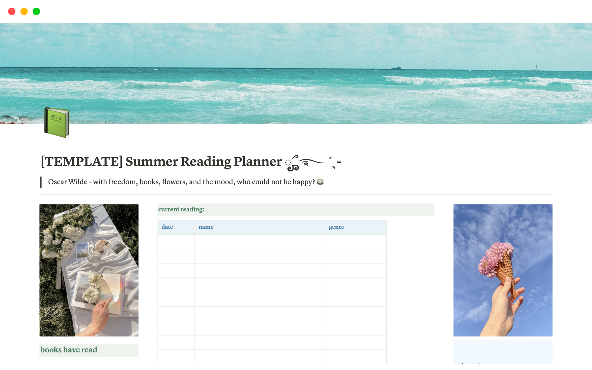 A template preview for Summer Reading Planner ೄྀ࿐ ˊˎ-