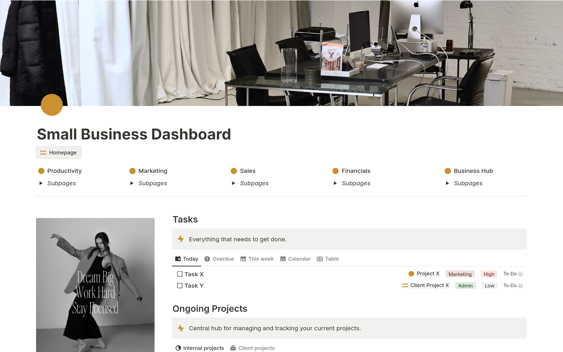 An all-in-one Small Business Dashboard designed to streamline operations, boost productivity, and drive growth for your business.