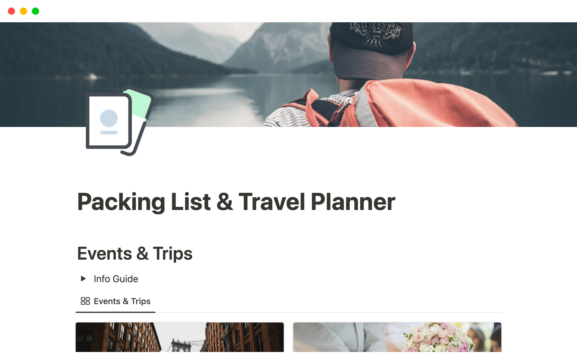 A template preview for Packing List & Travel Planner