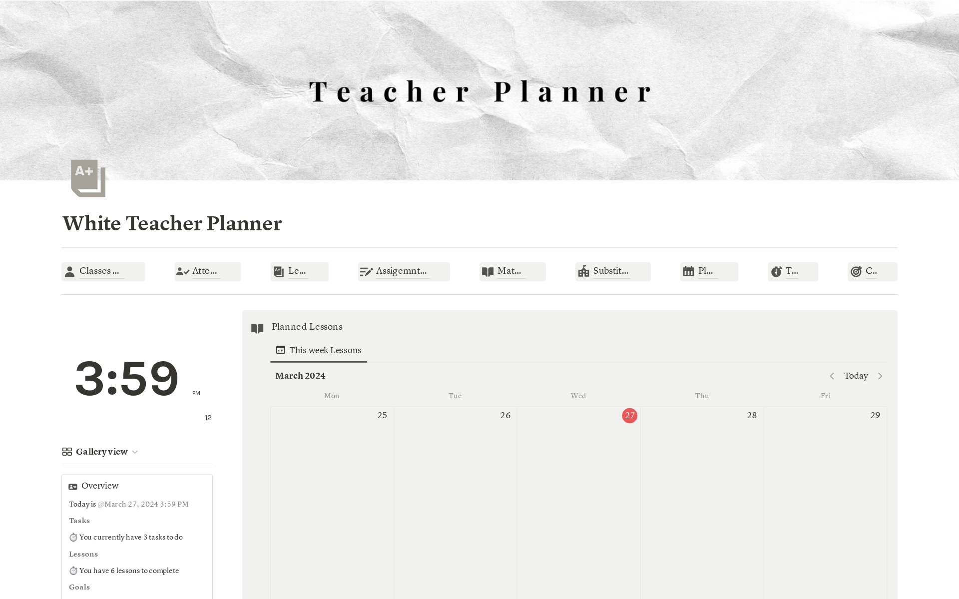 A template preview for Teacher Planner by PlannersPal