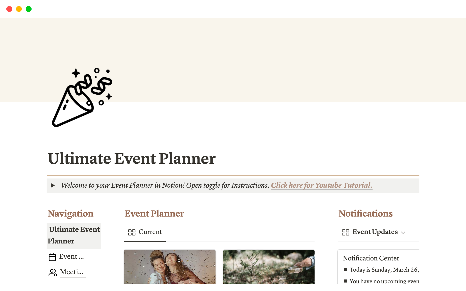 A template preview for Ultimate Event Planner