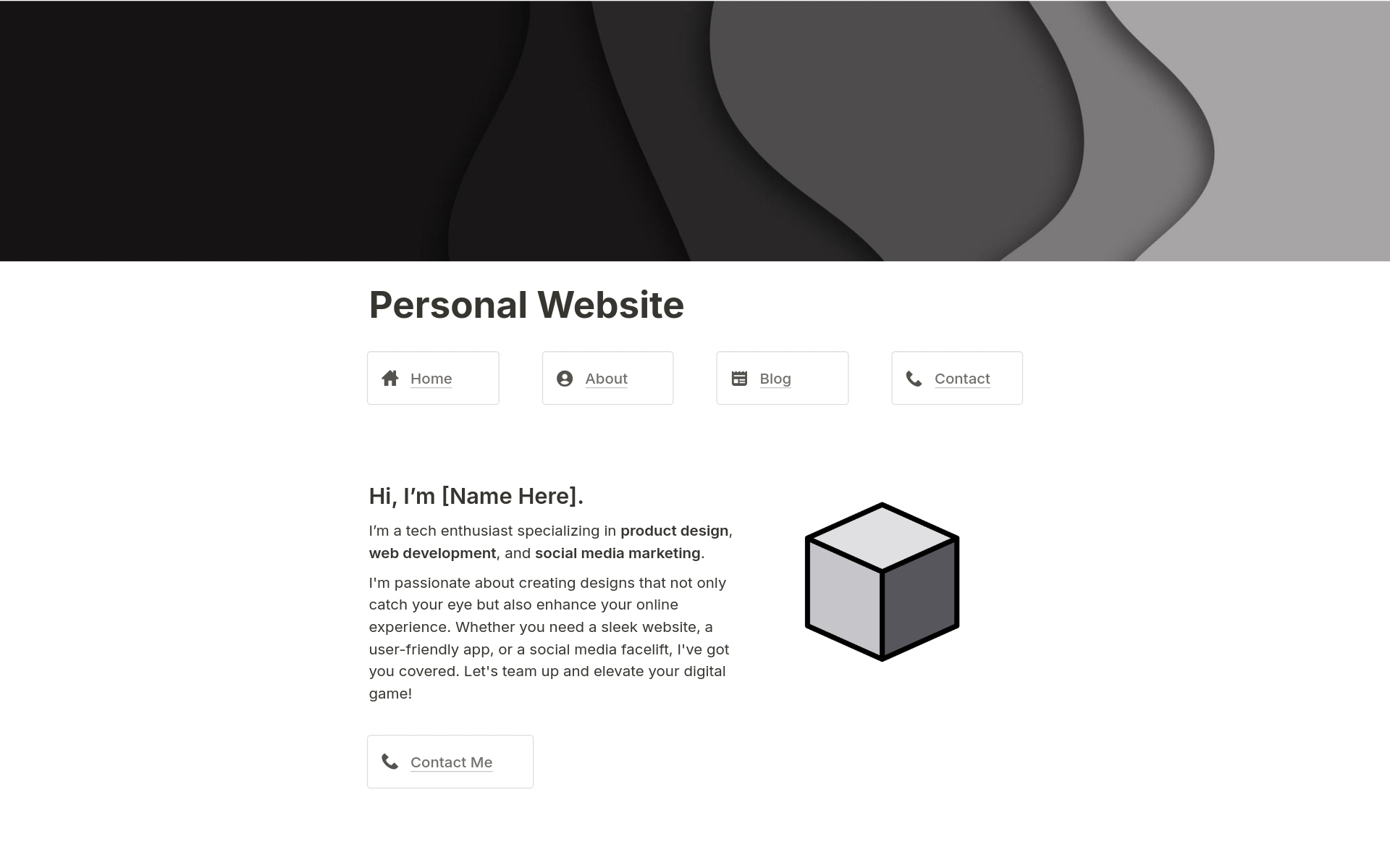 Set up your personal website on Notion to showcase your work and services in a professional and engaging way.
