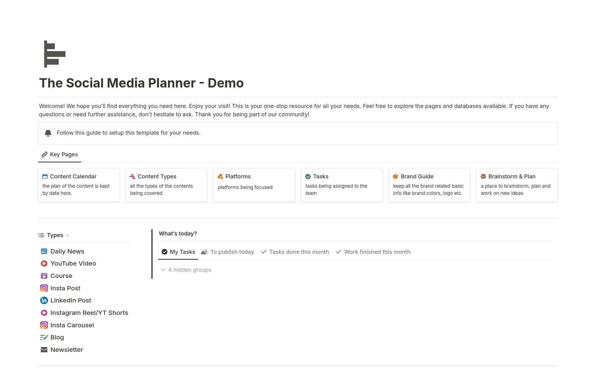 A template preview for The Social Media Planner