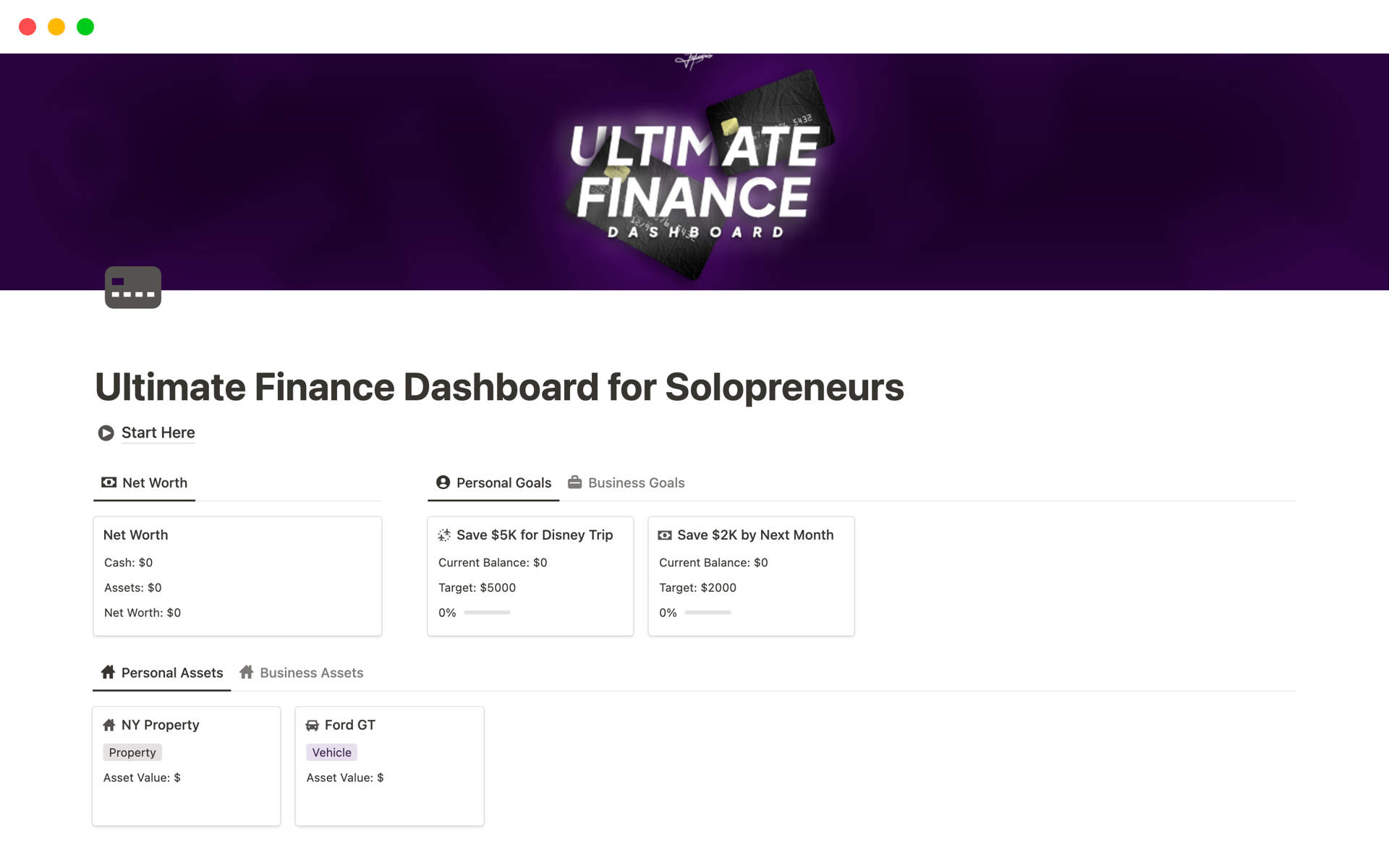 A template preview for Ultimate Finance Dashboard