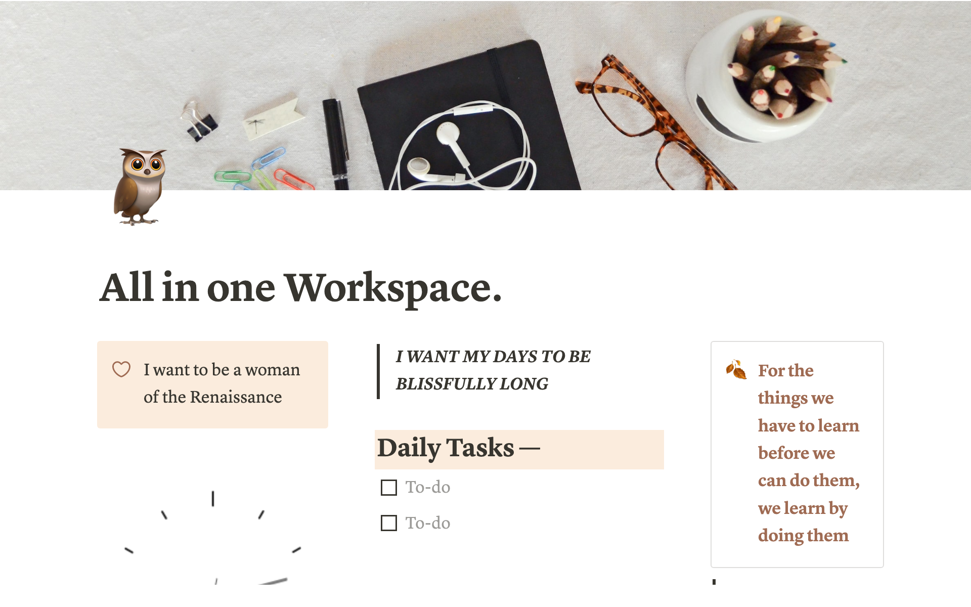 A template preview for All In One Workspace