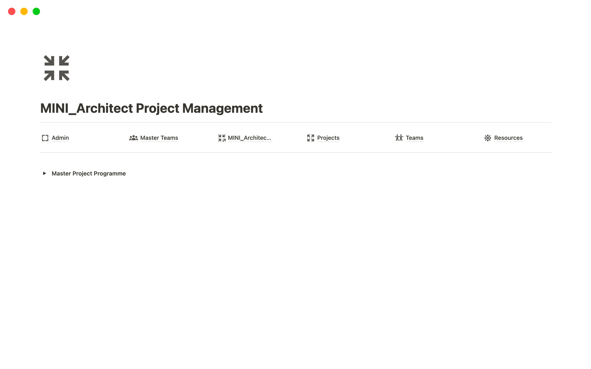 A template preview for MINI_Architect Project Management