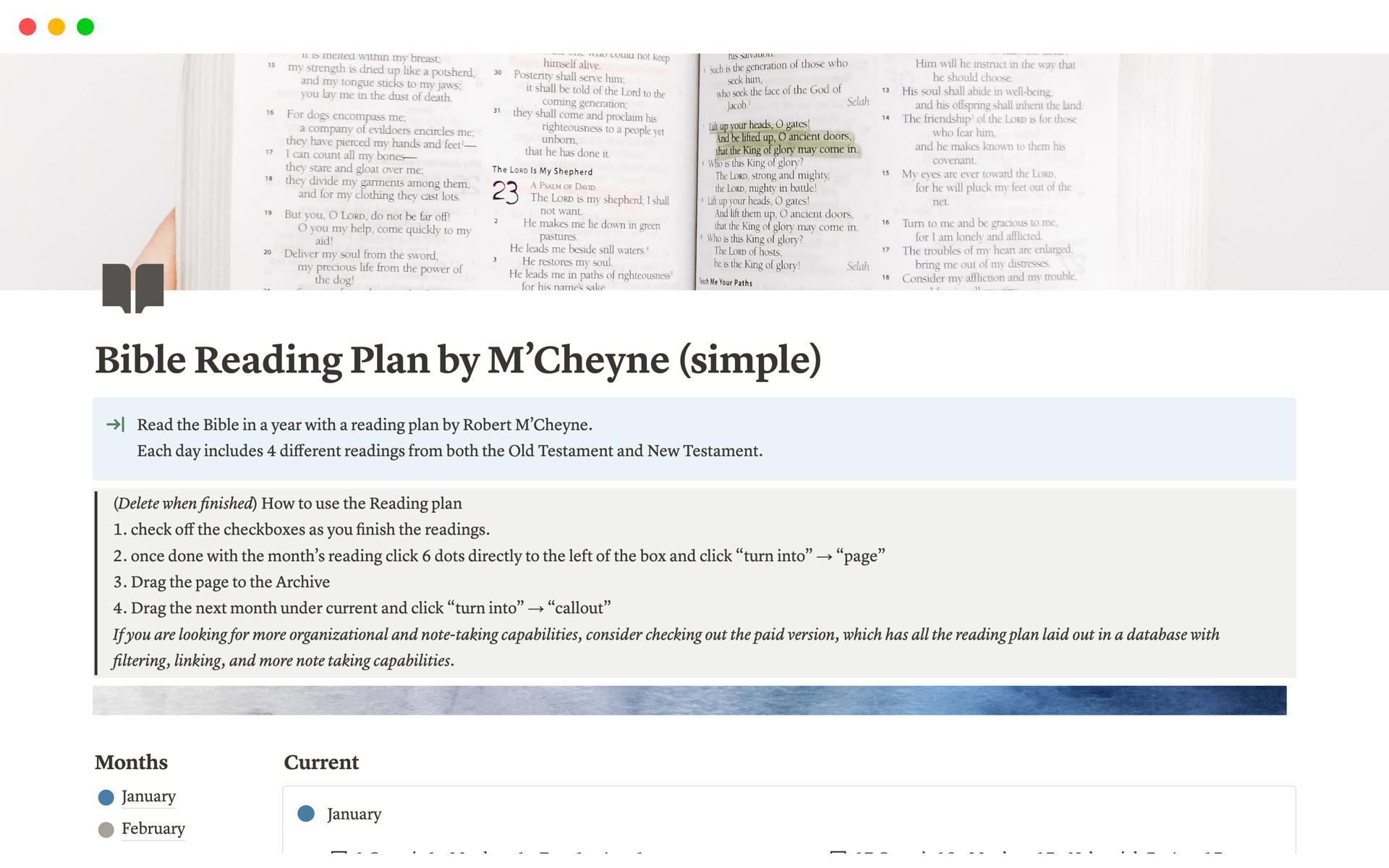 Bible Reading Plan by M’Cheyne Template | Notion Marketplace