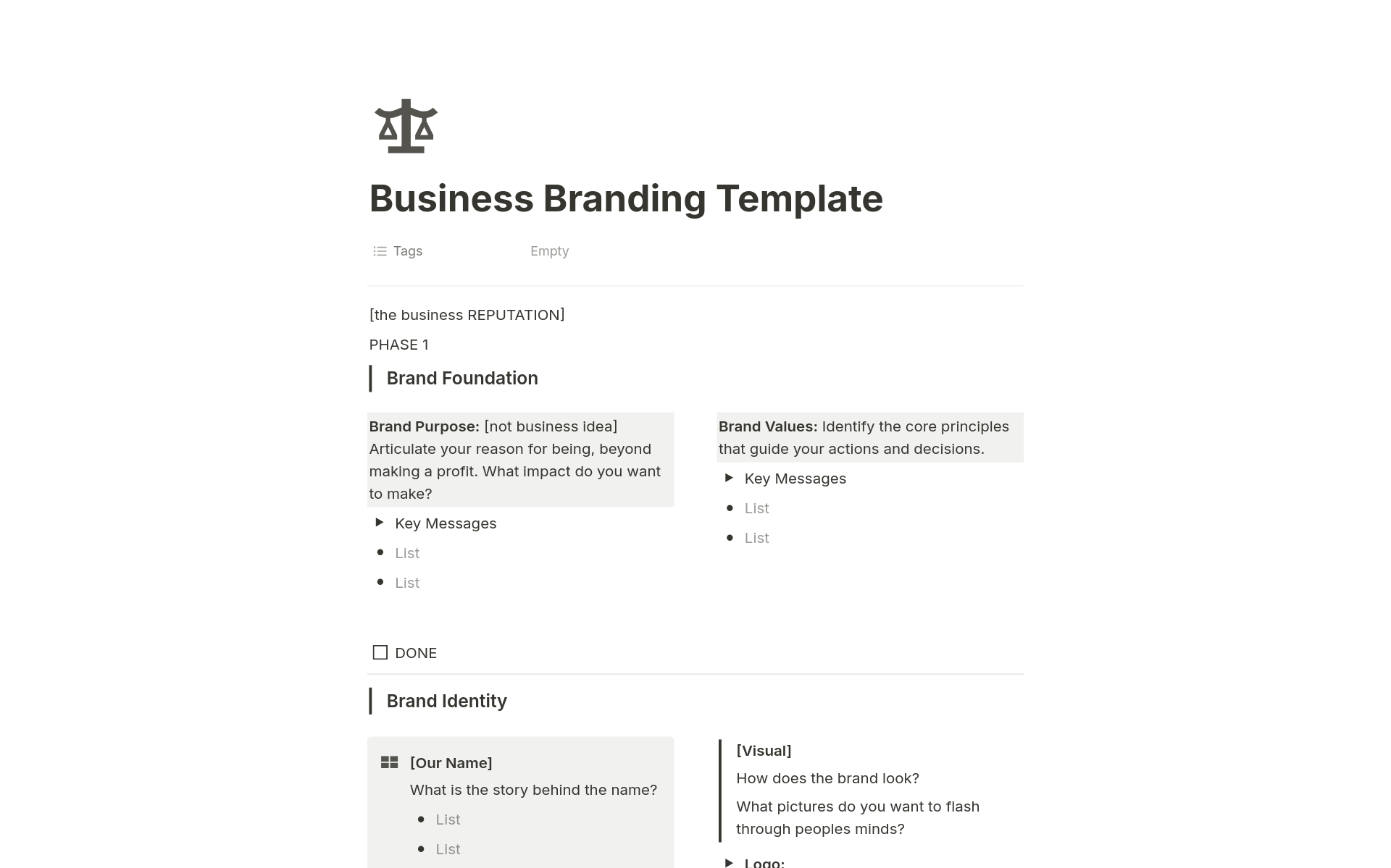 A template preview for Business Branding