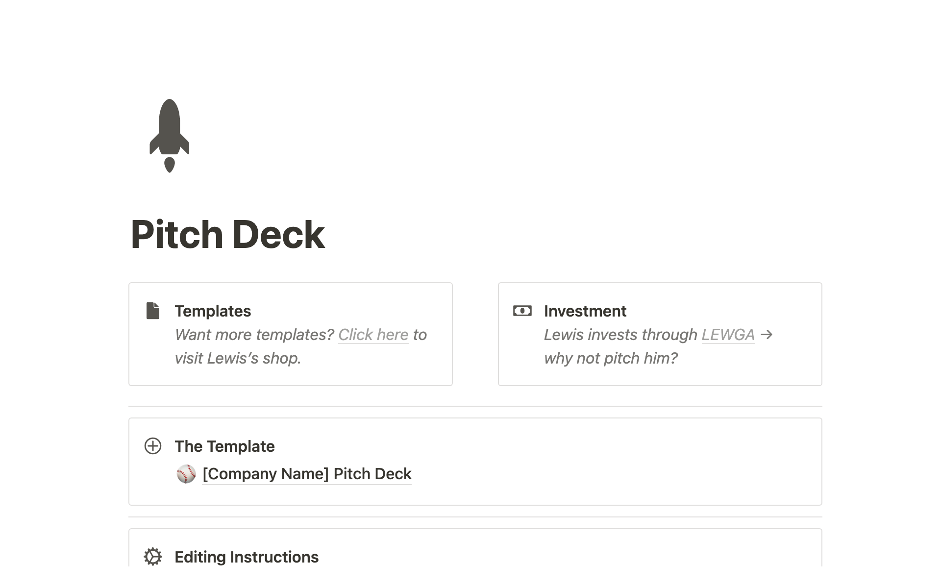 A template preview for Pitch Deck