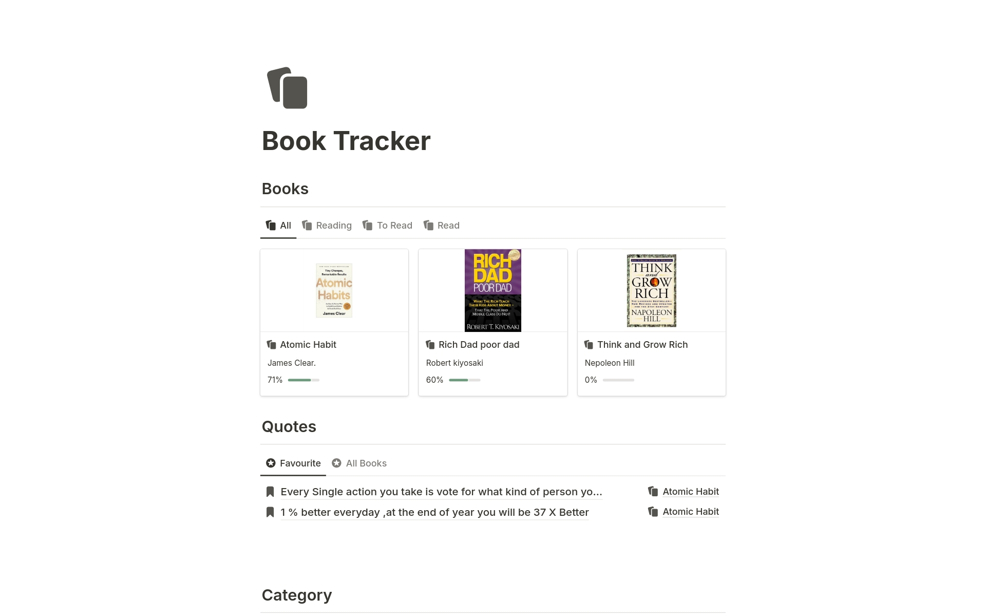 Vista previa de plantilla para  Book Tracker 