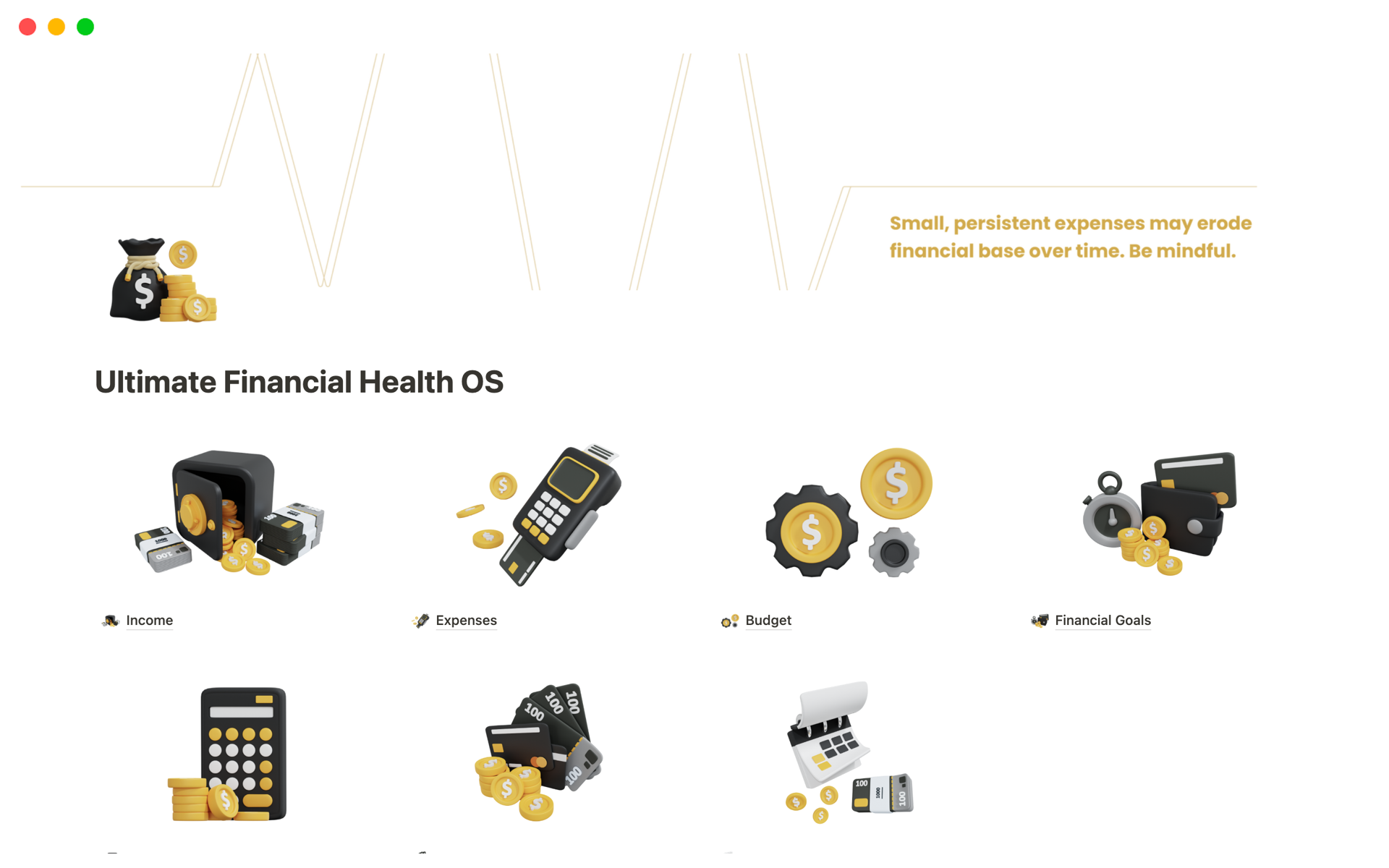 Vista previa de una plantilla para Ultimate Financial Health OS