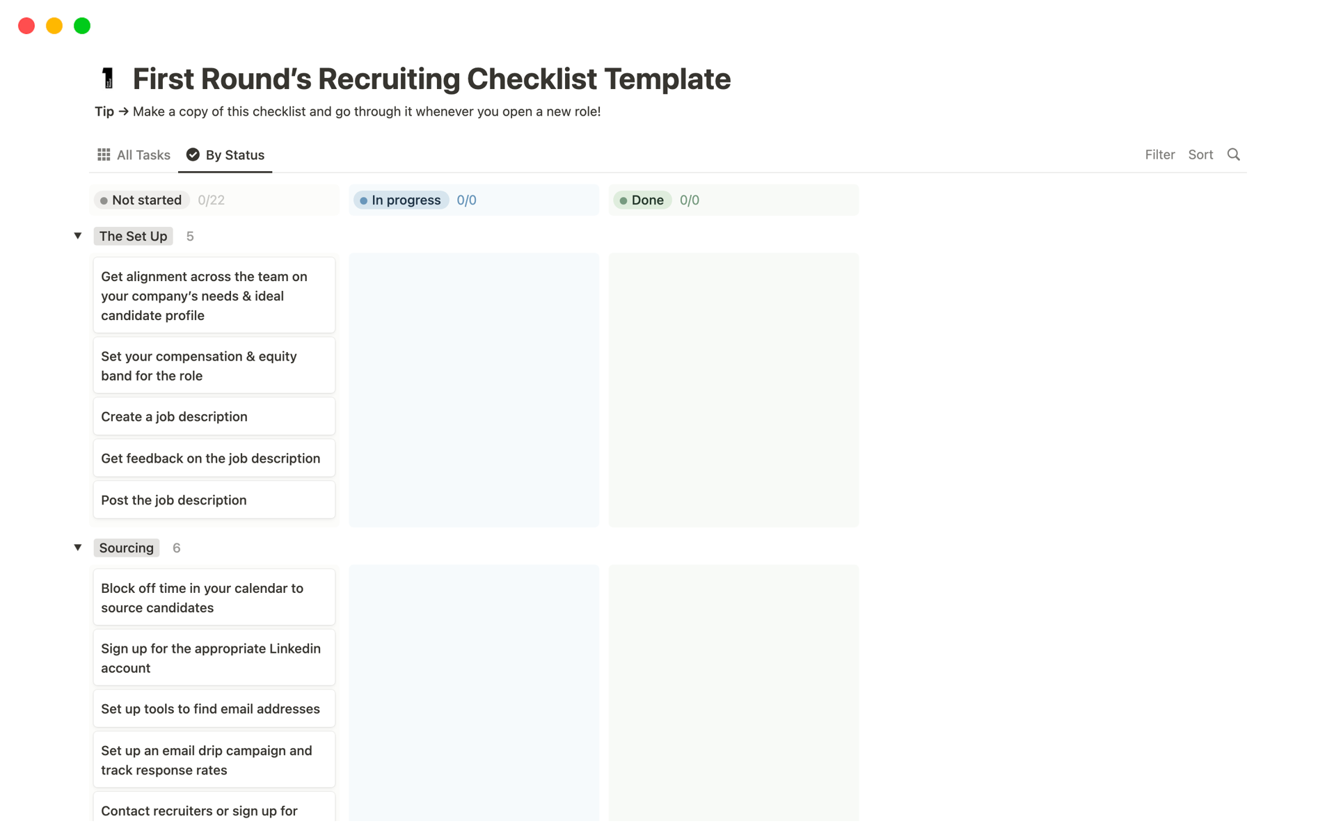 Streamline your recruiting process with this comprehensive checklist template.
