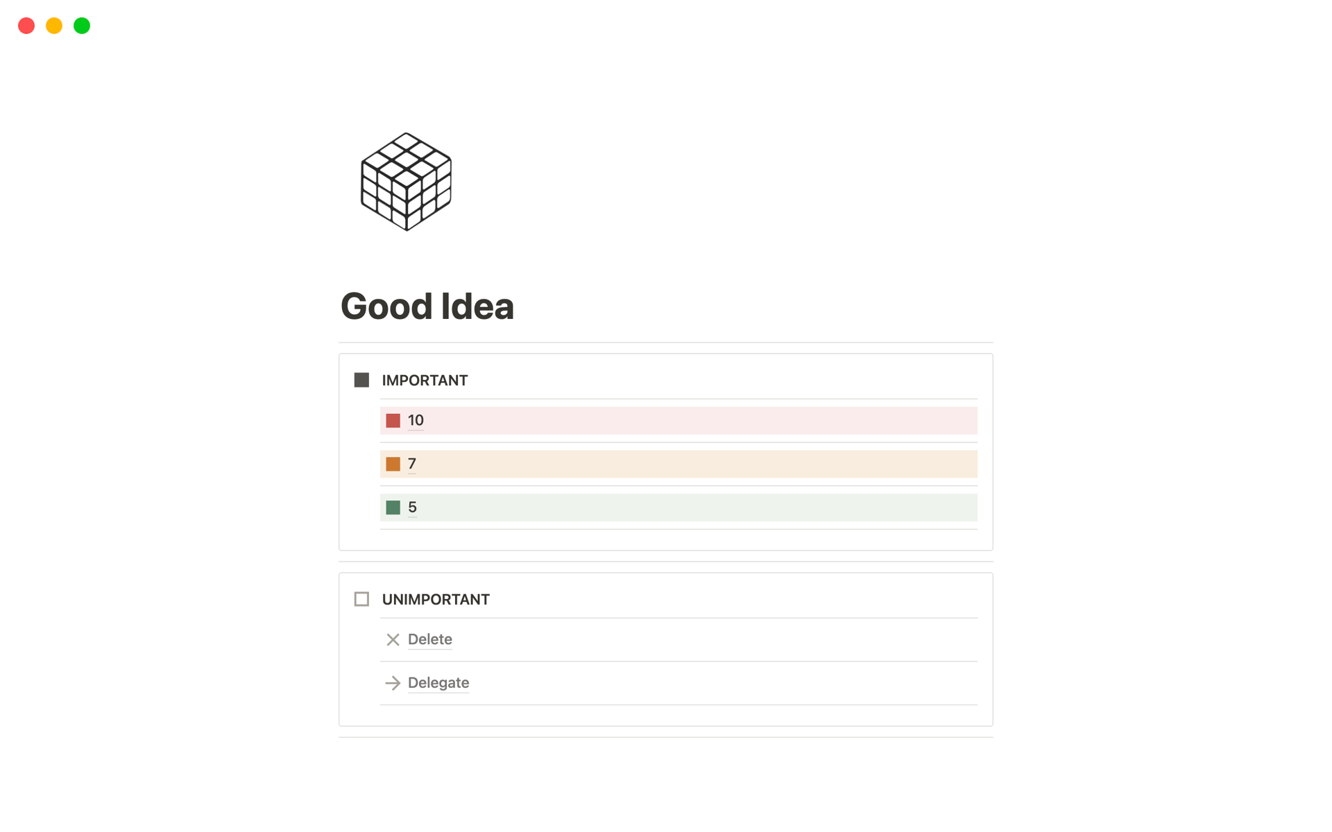 Eisenhower Matrix Idea Manager Dark Mode Notion Template