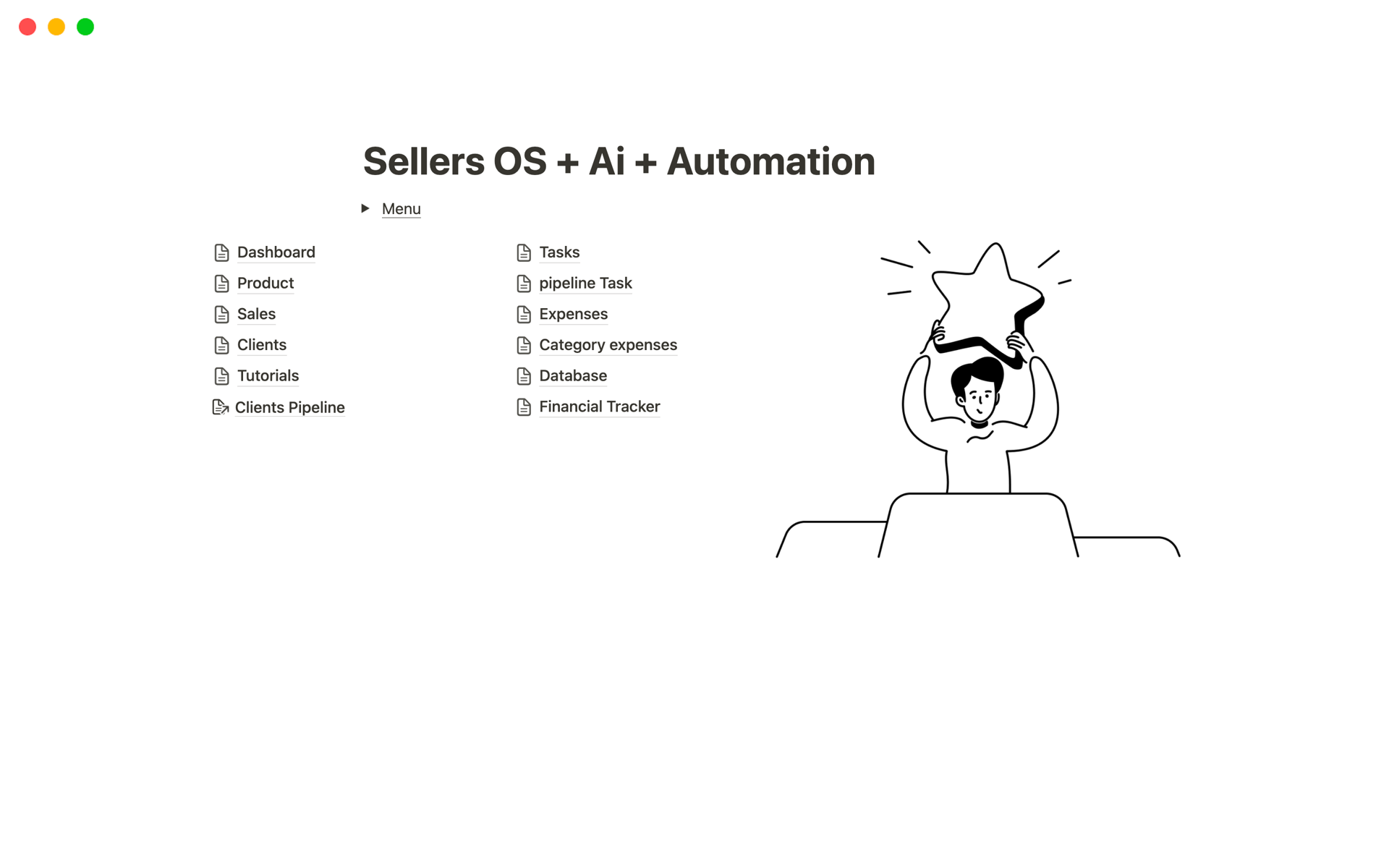 A template preview for  Sellers OS + Ai + Automation