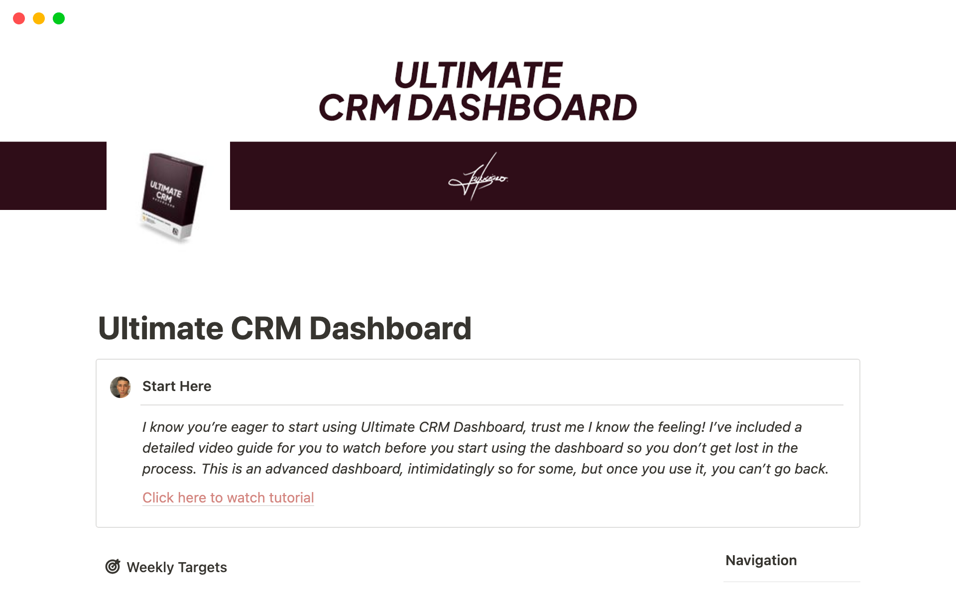 A template preview for Ultimate CRM Dashboard