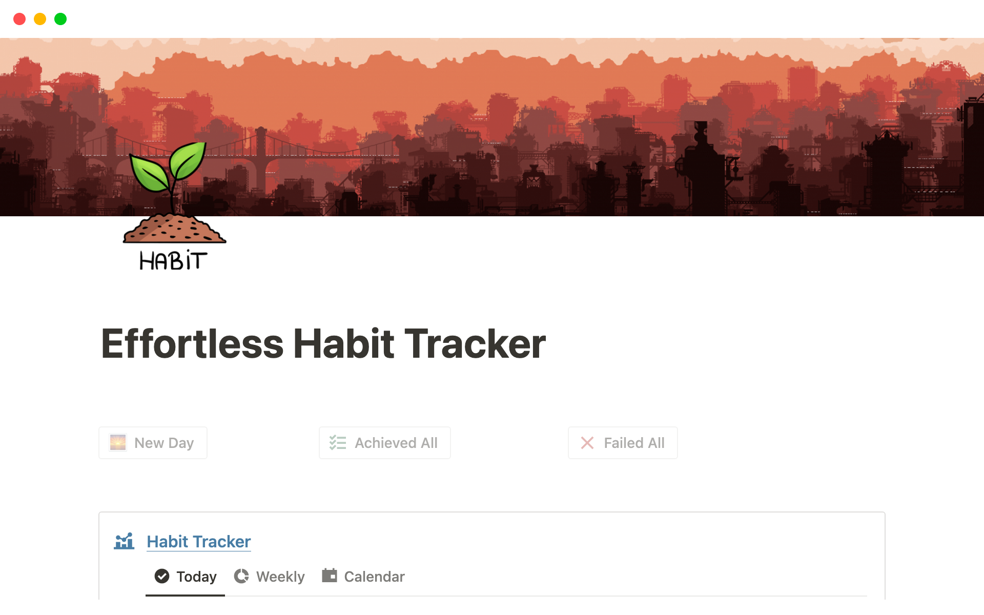 A template preview for Effortless Habit Tracker
