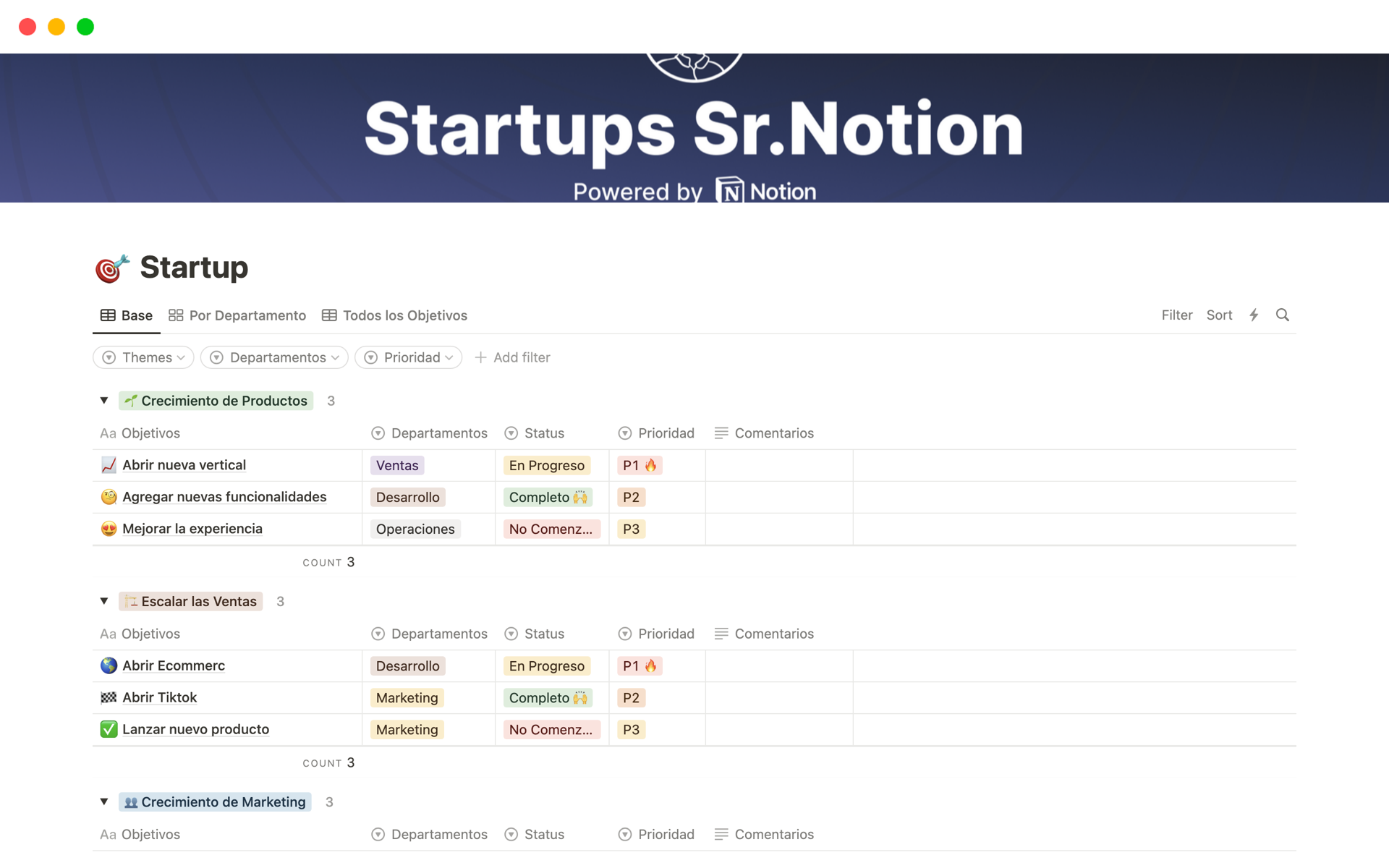 Toma el control de tu Startup con nuestro template de Notion en Español.