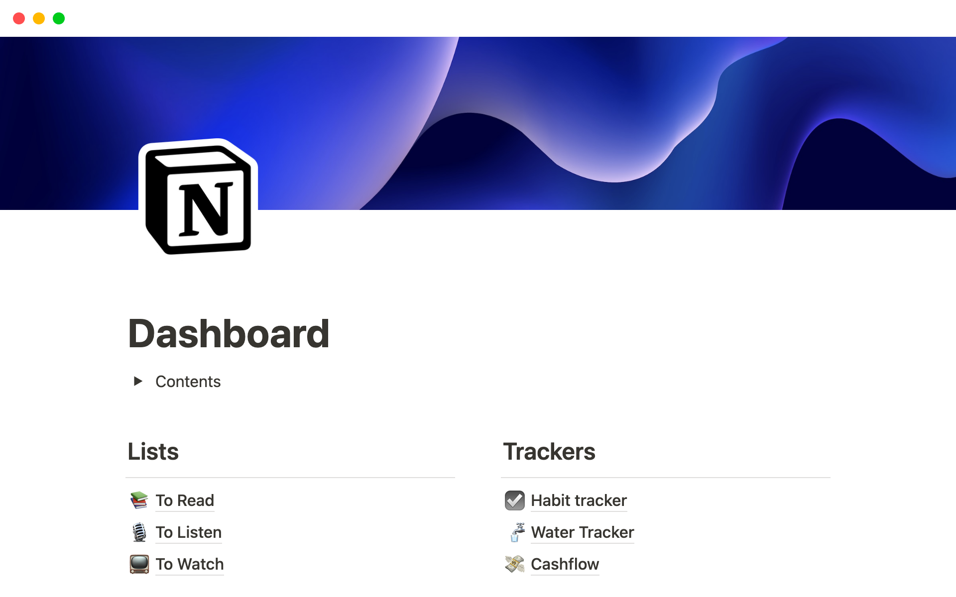 A dashboard with stuff on it for YOU.