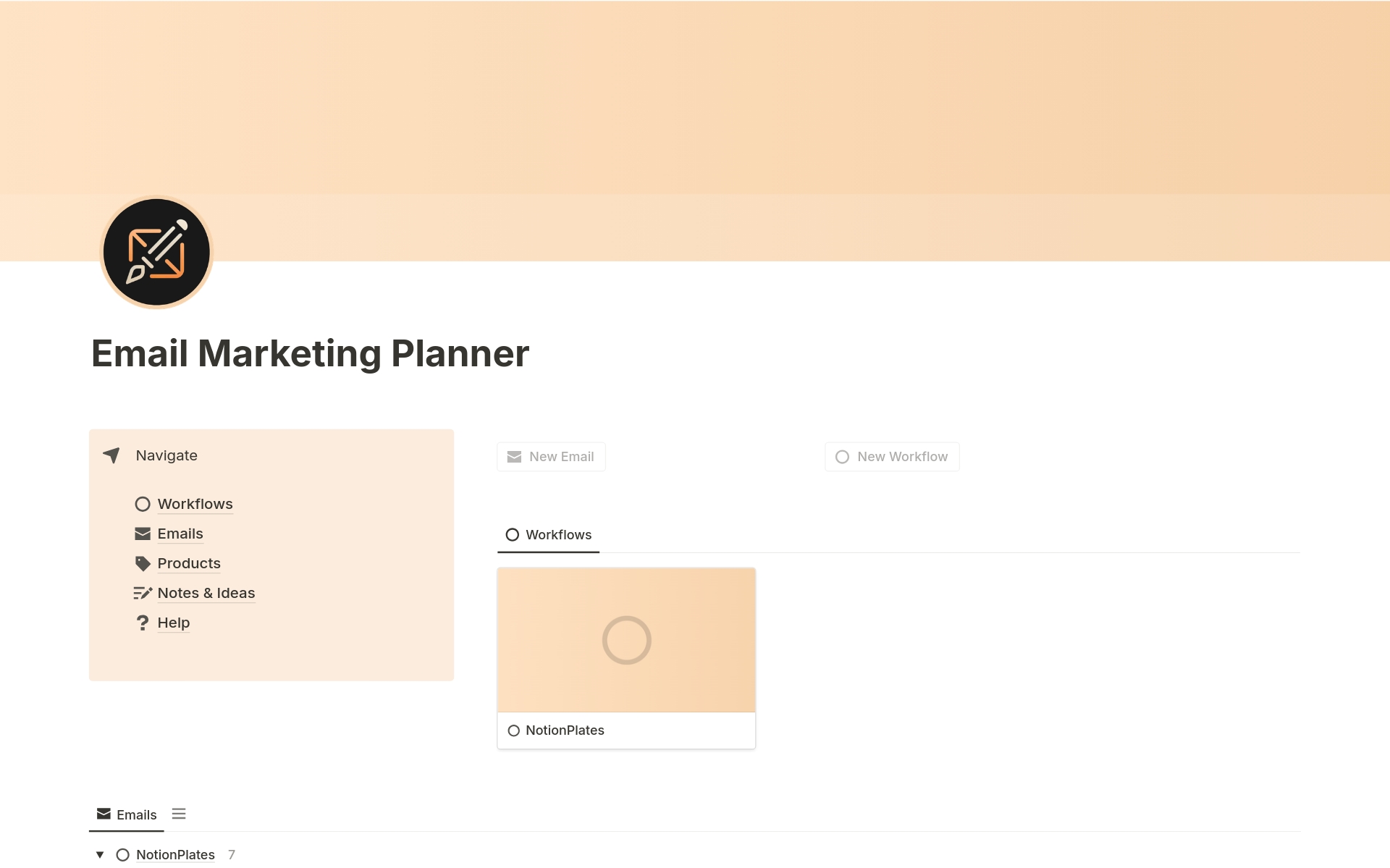 Vista previa de una plantilla para Email Marketing Planner