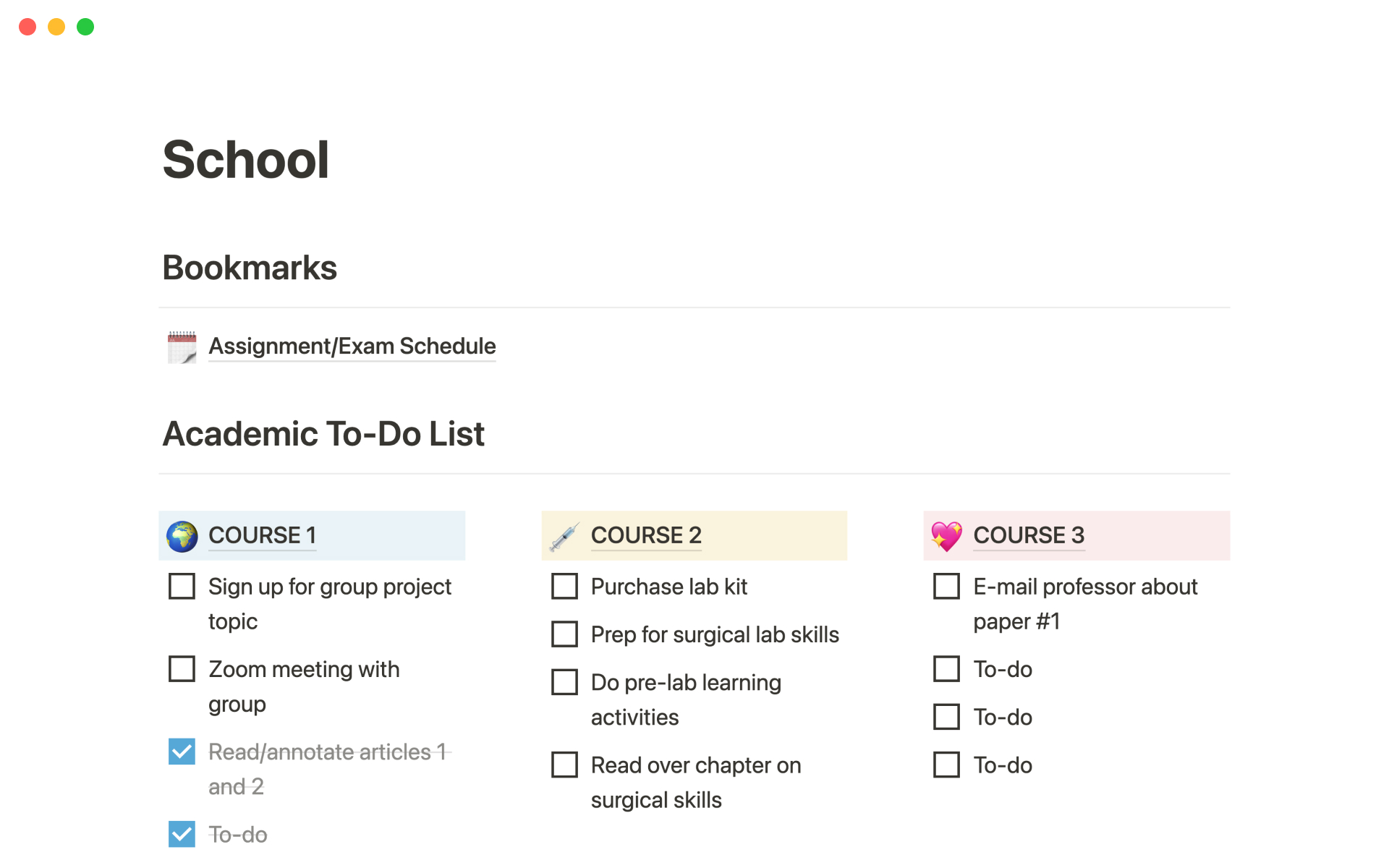 Plan, organize and track all your school activities.