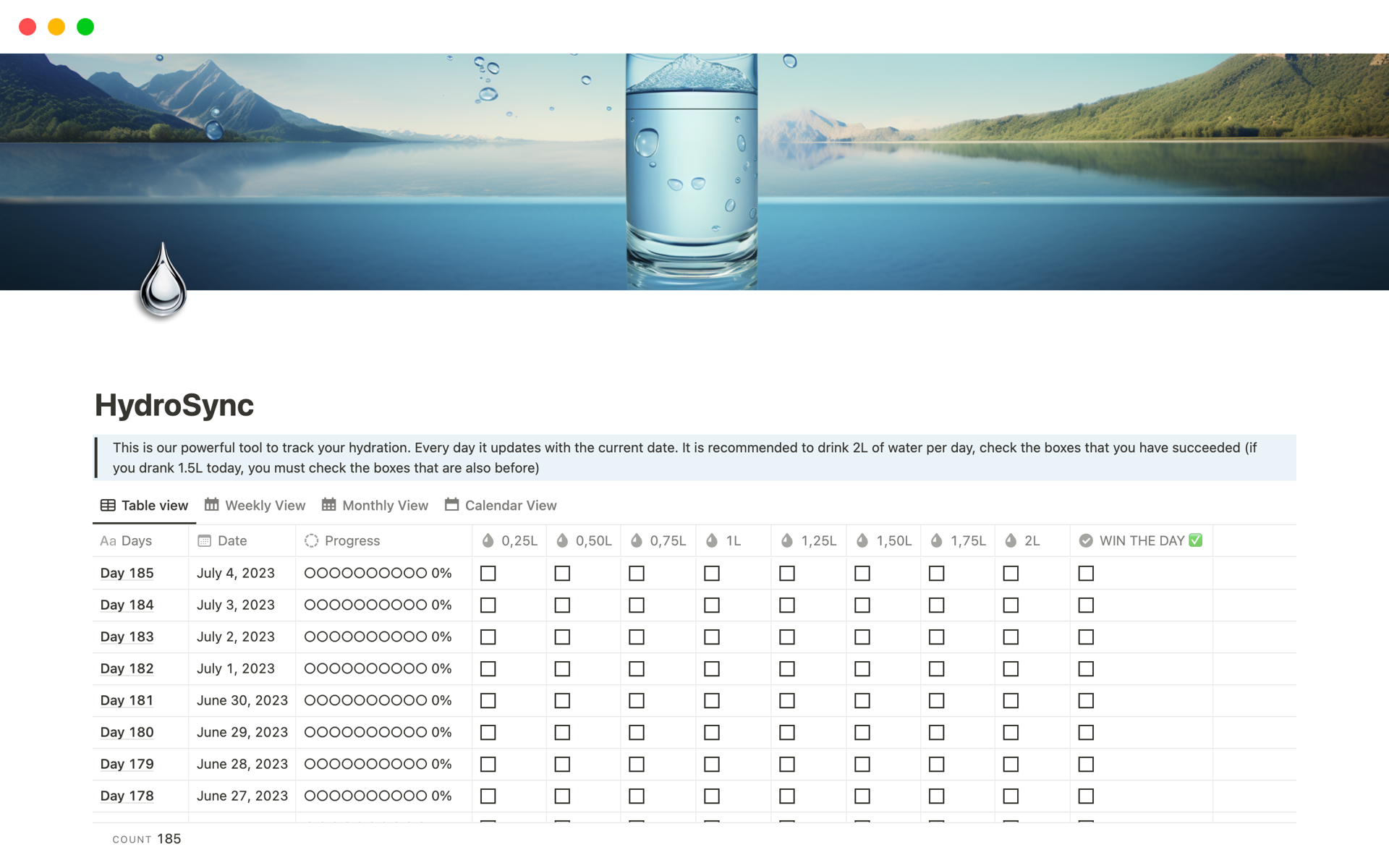 A template preview for HydroSync: Master Your Water Tracker Game