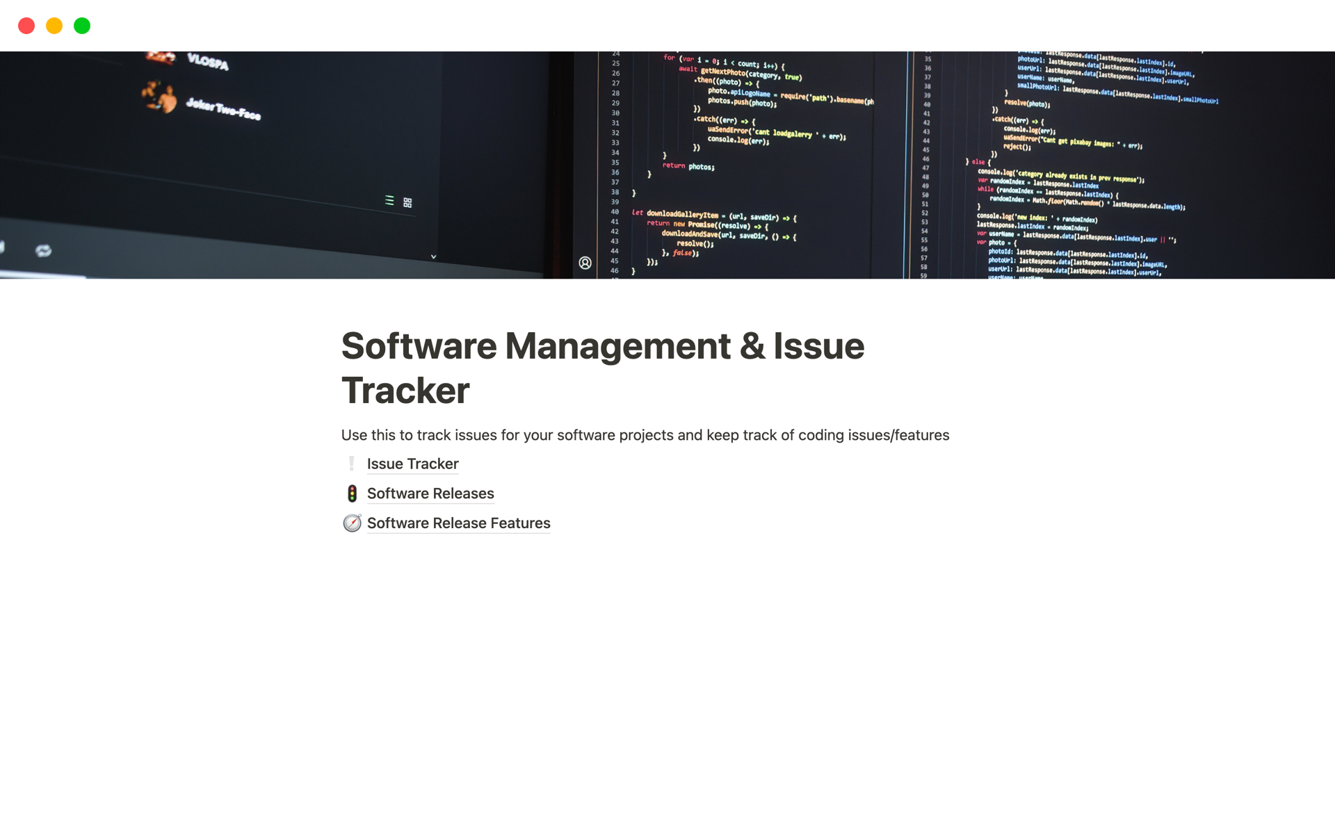 Keep track of your software release features and git issues in Notion