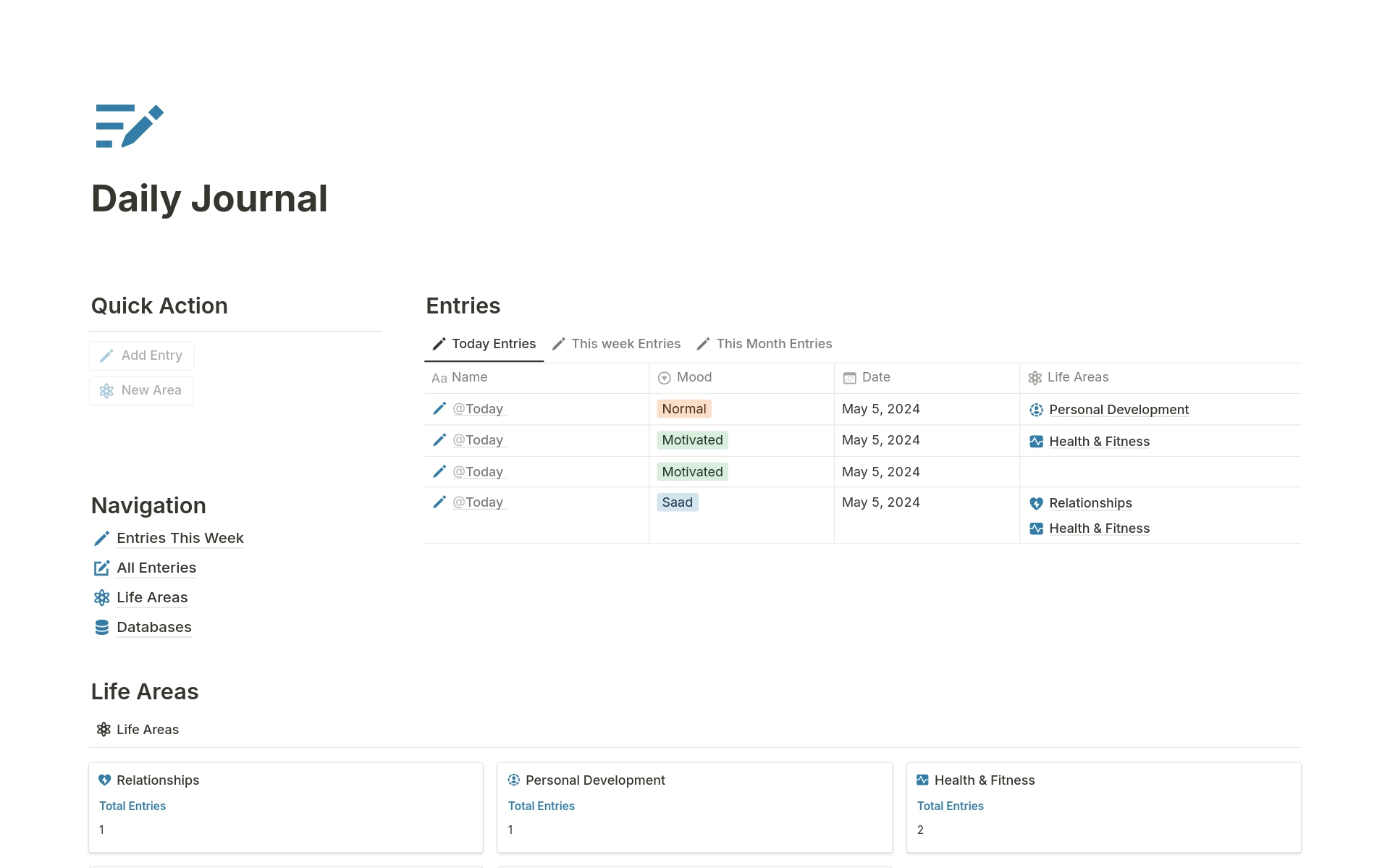 Daily Journal by heyismail Notion Template