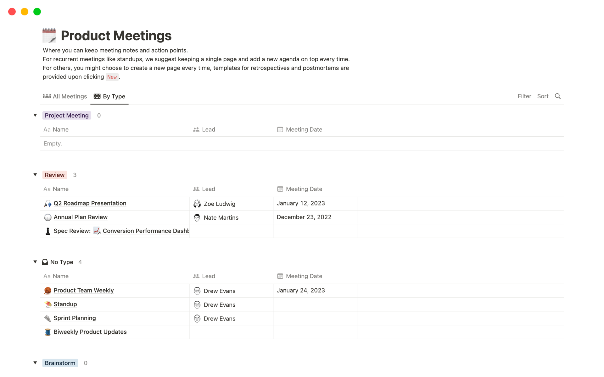 All-in-one set of meeting templates for all your product development needs.