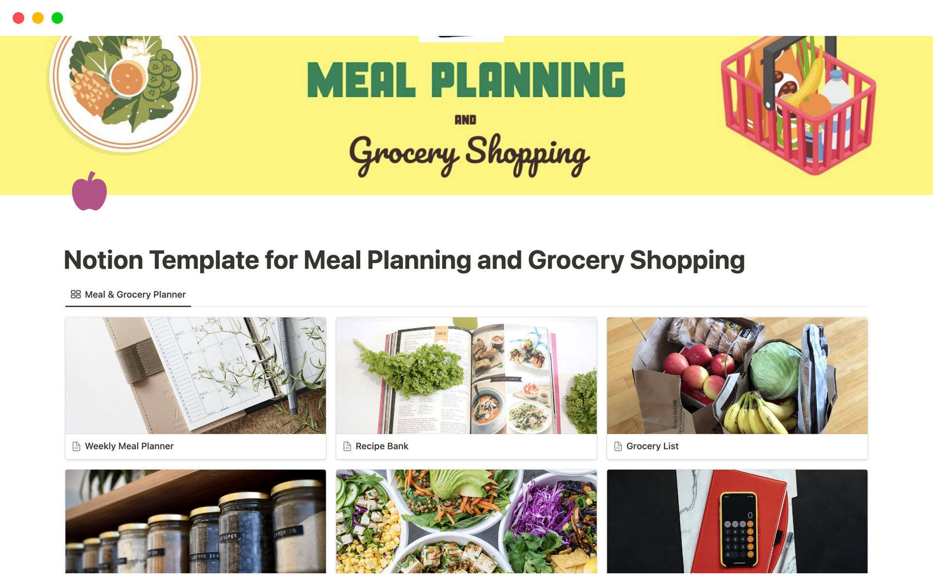 Meal Planning by Ismail Store Notion Template