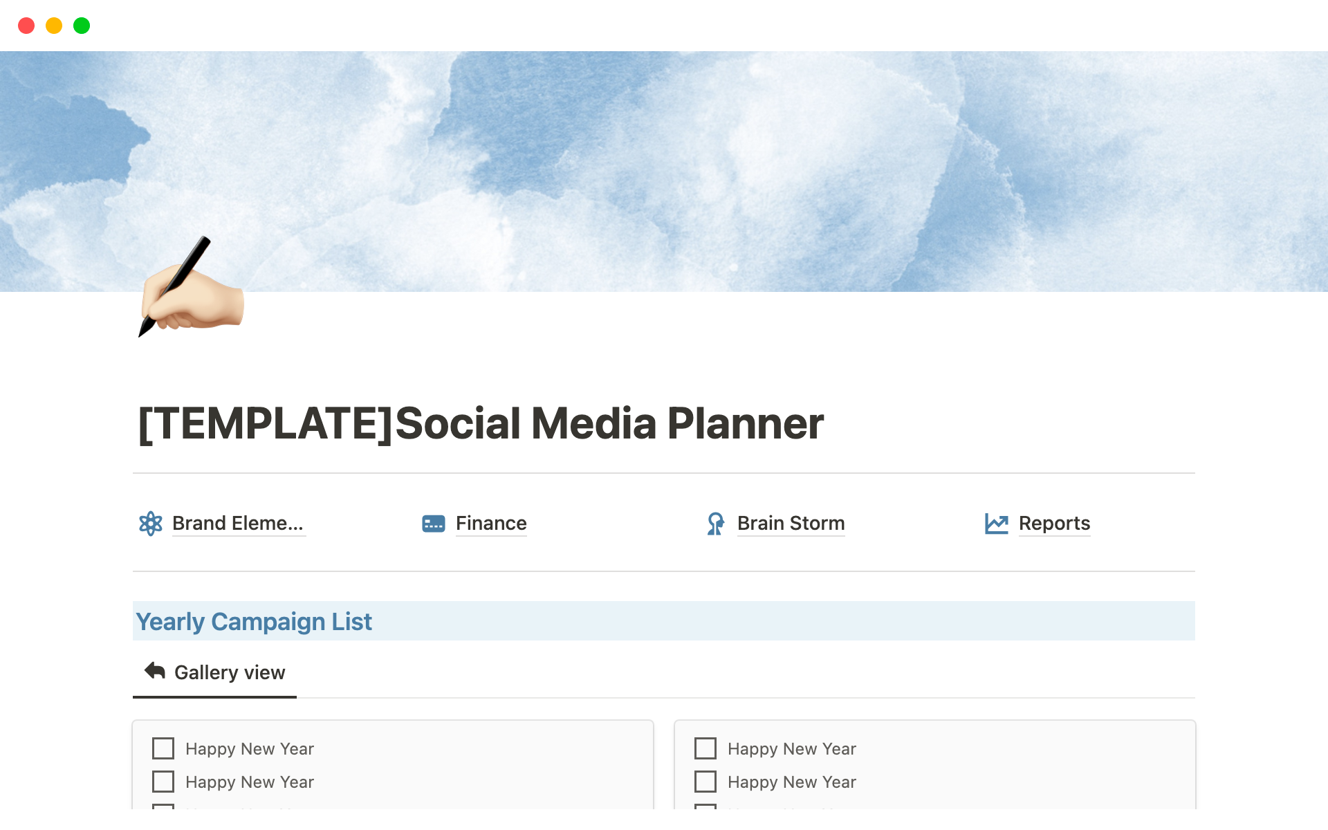 Social Media Planner Notion Template