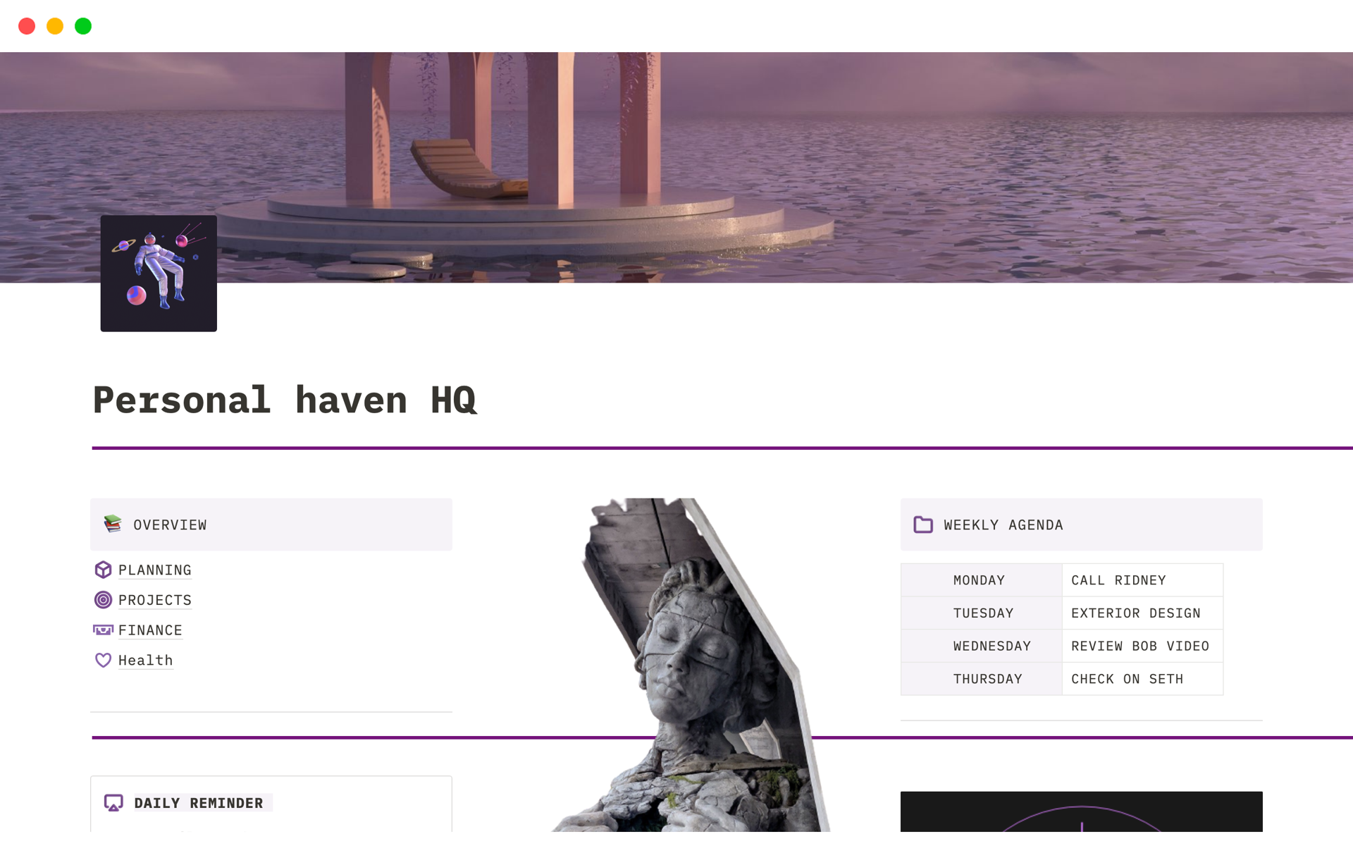 A template preview for Haven HQ