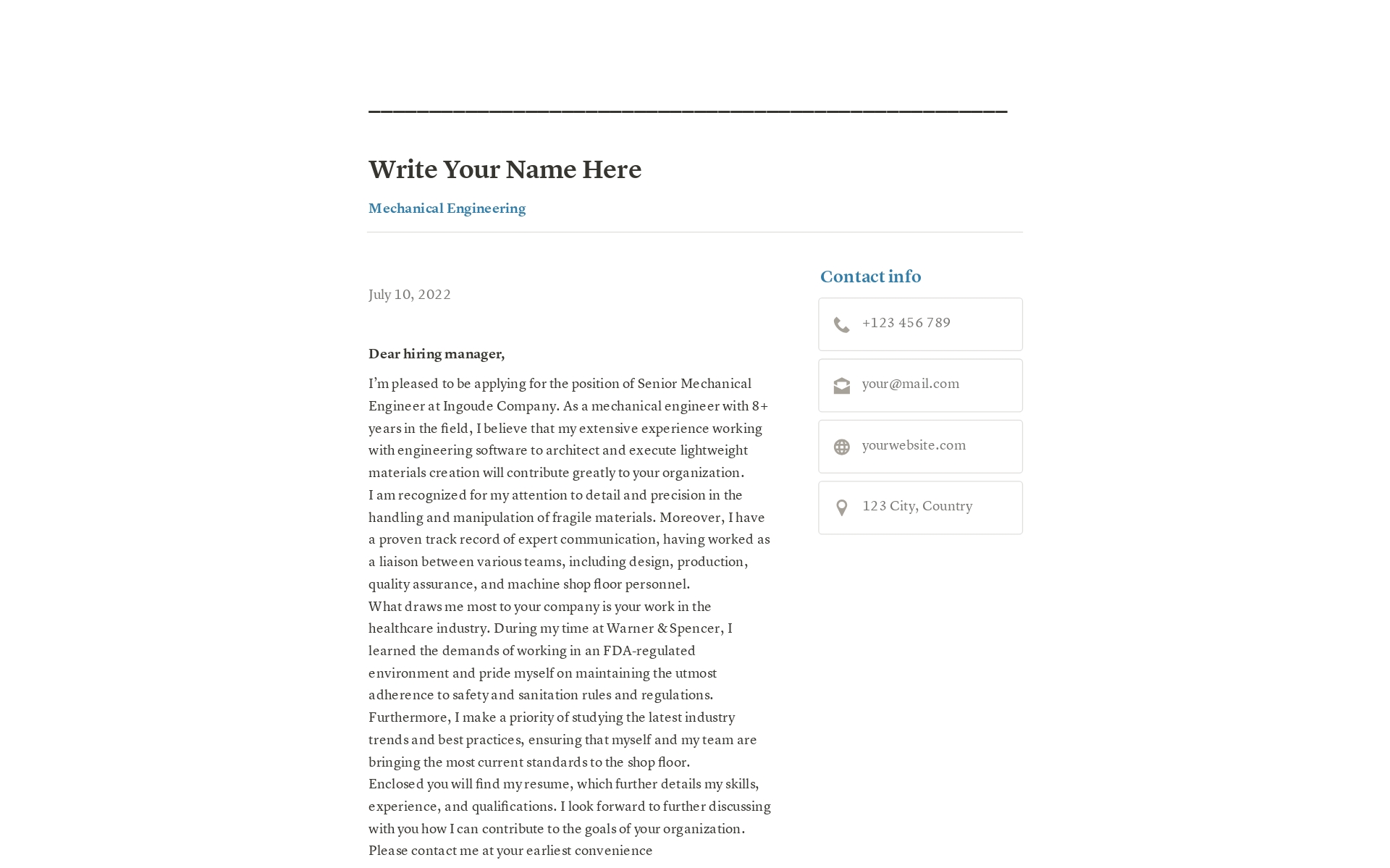 A template preview for Resume & Cover Letter