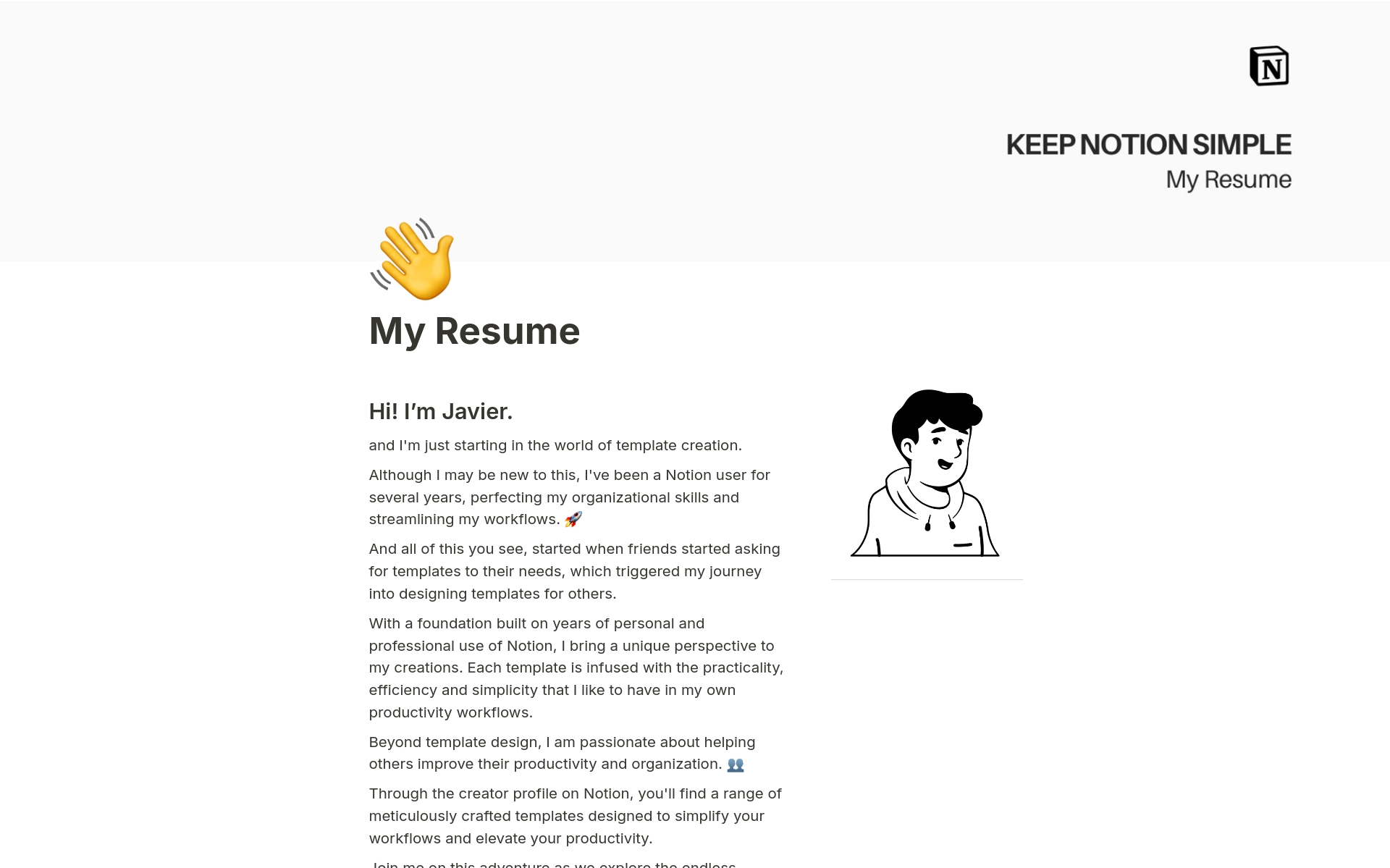 A template preview for KNS My Resume