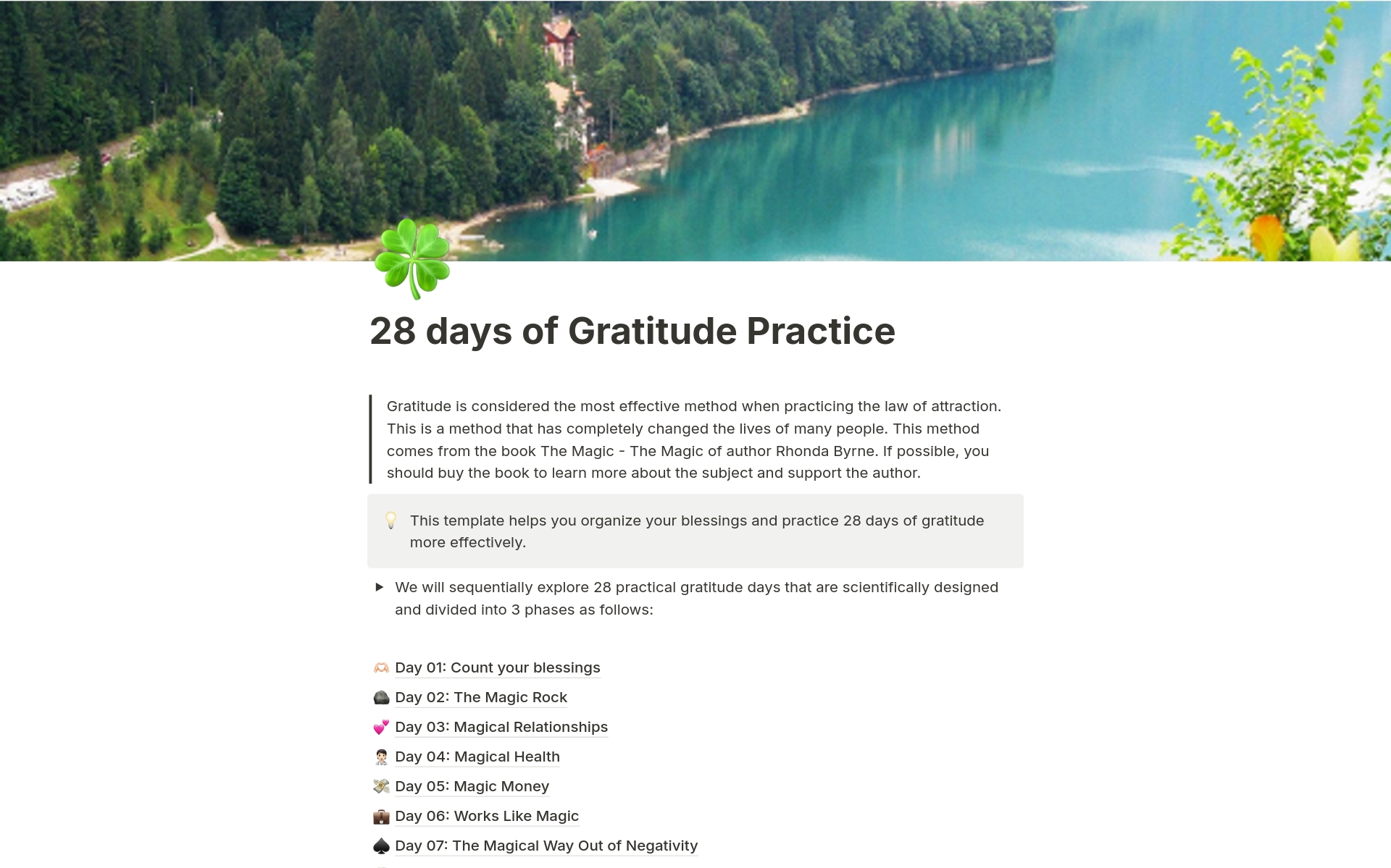 Vista previa de plantilla para 28 days of Gratitude Practice