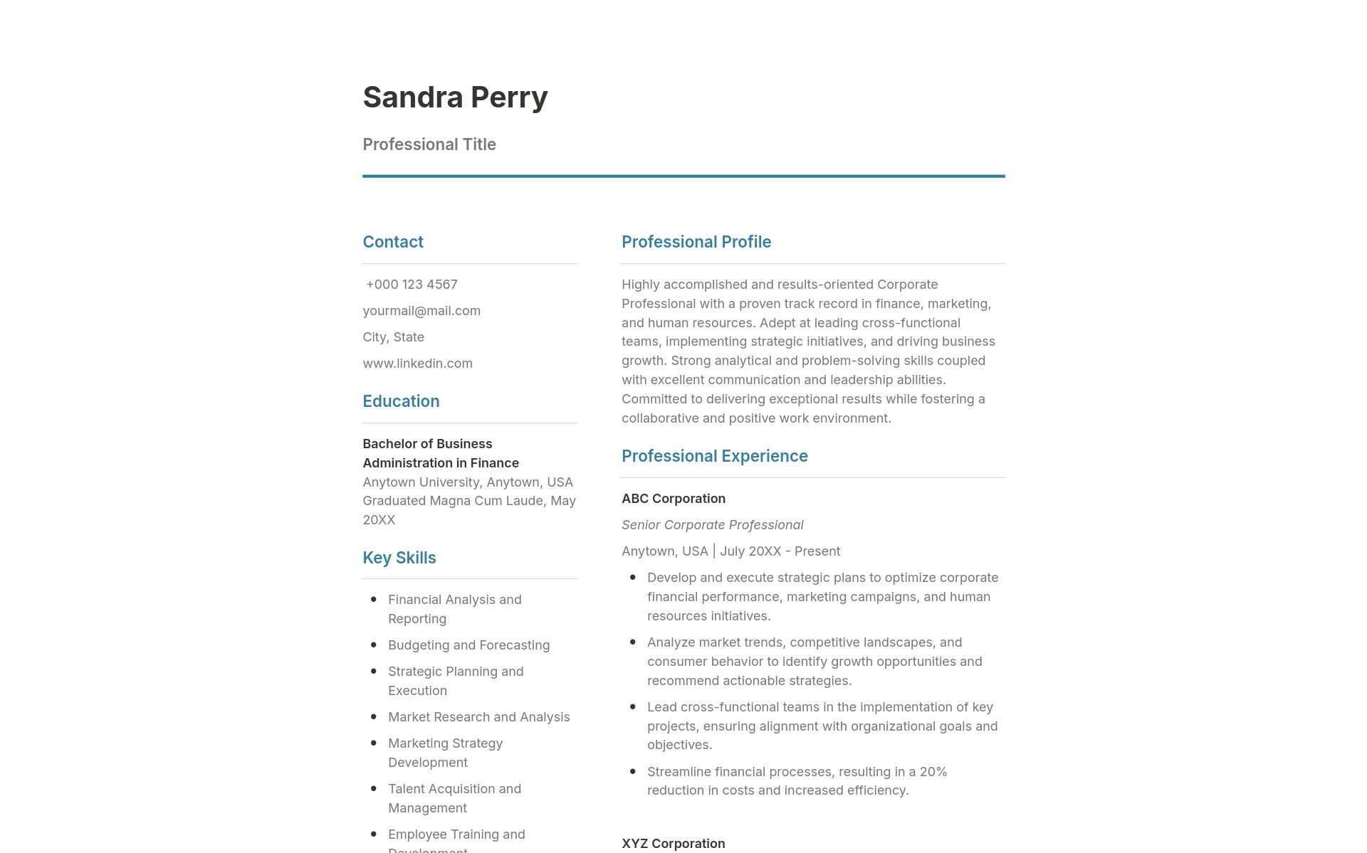 A template preview for IT Professional Resume + Cover Letter + References