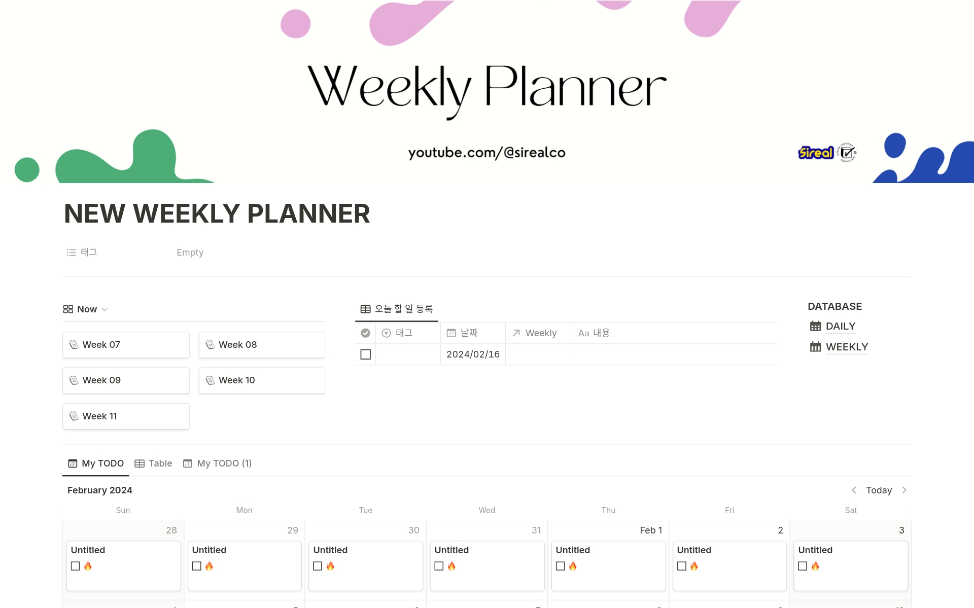 A template preview for NEW WEEKLY PLANNER