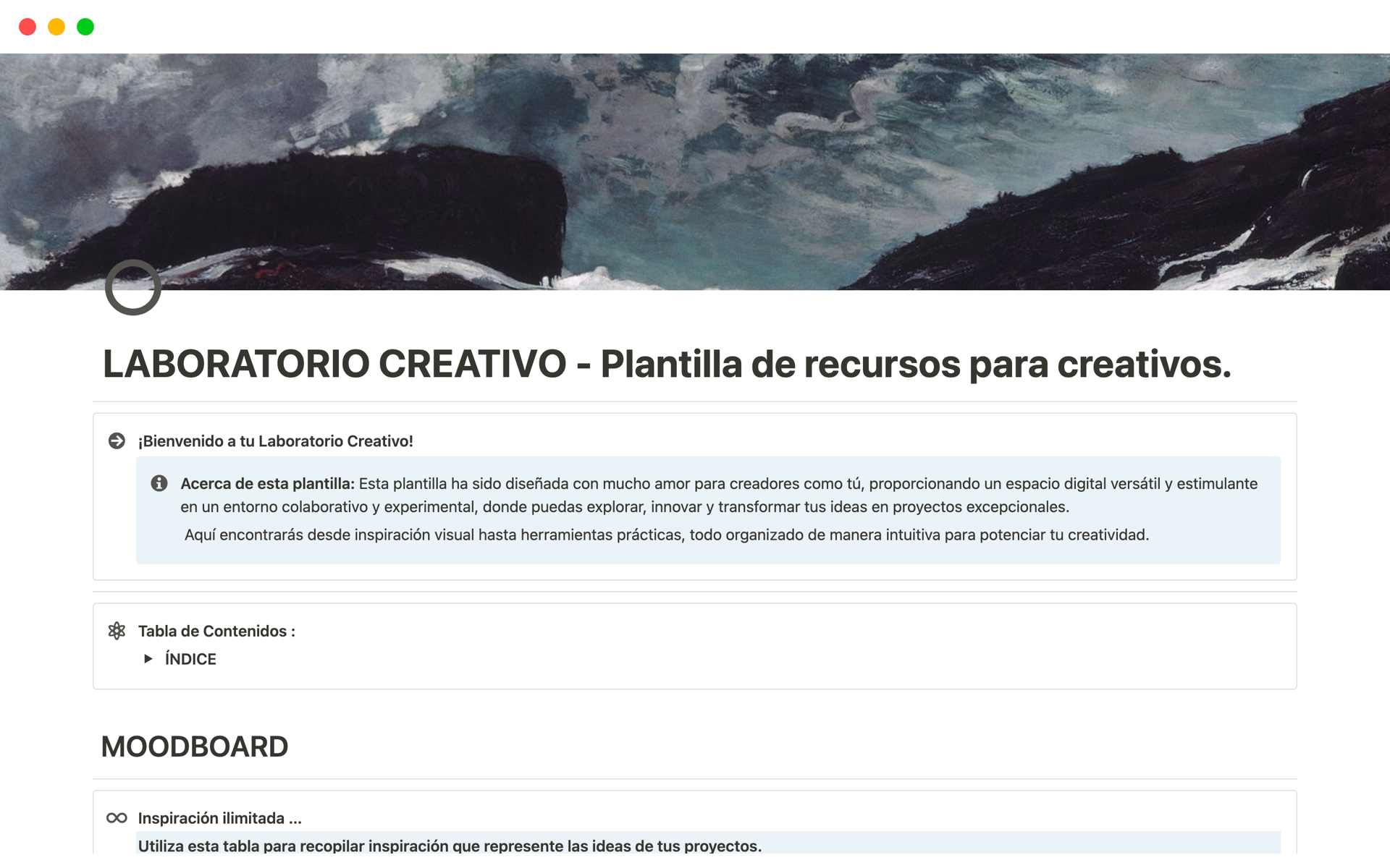 Plantilla de Recursos para Creativos en Notion en Español
