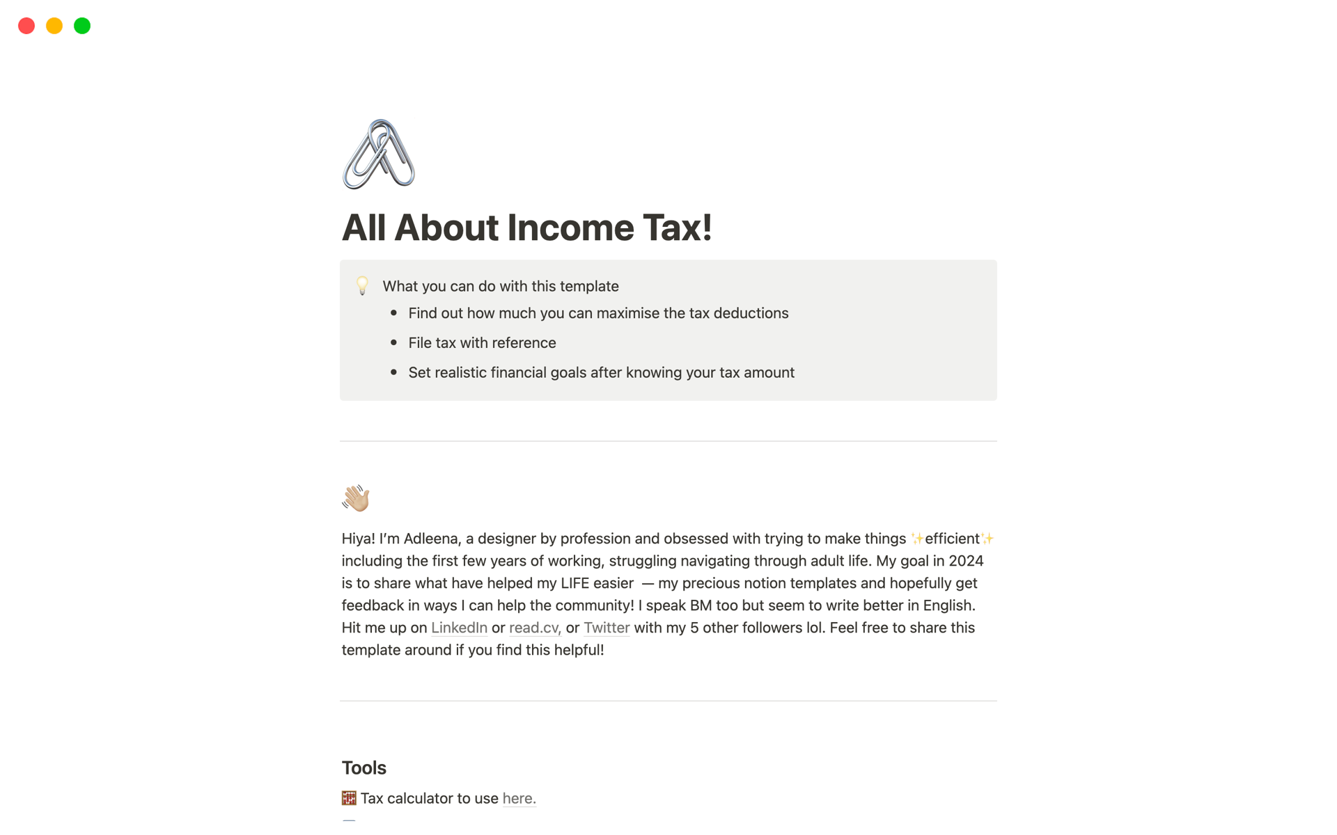 Tax Deductibles (MY) by Adleena Ali Notion Template